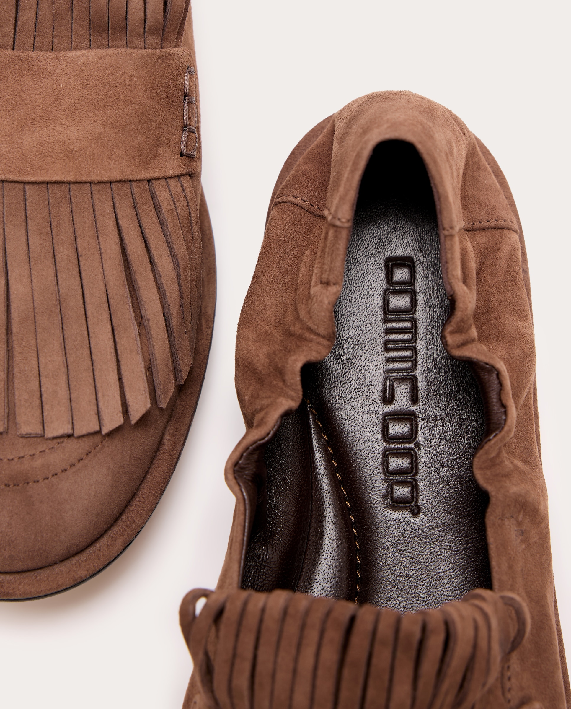 Mocassins Mia de Camurça com Franjas Castanho-5