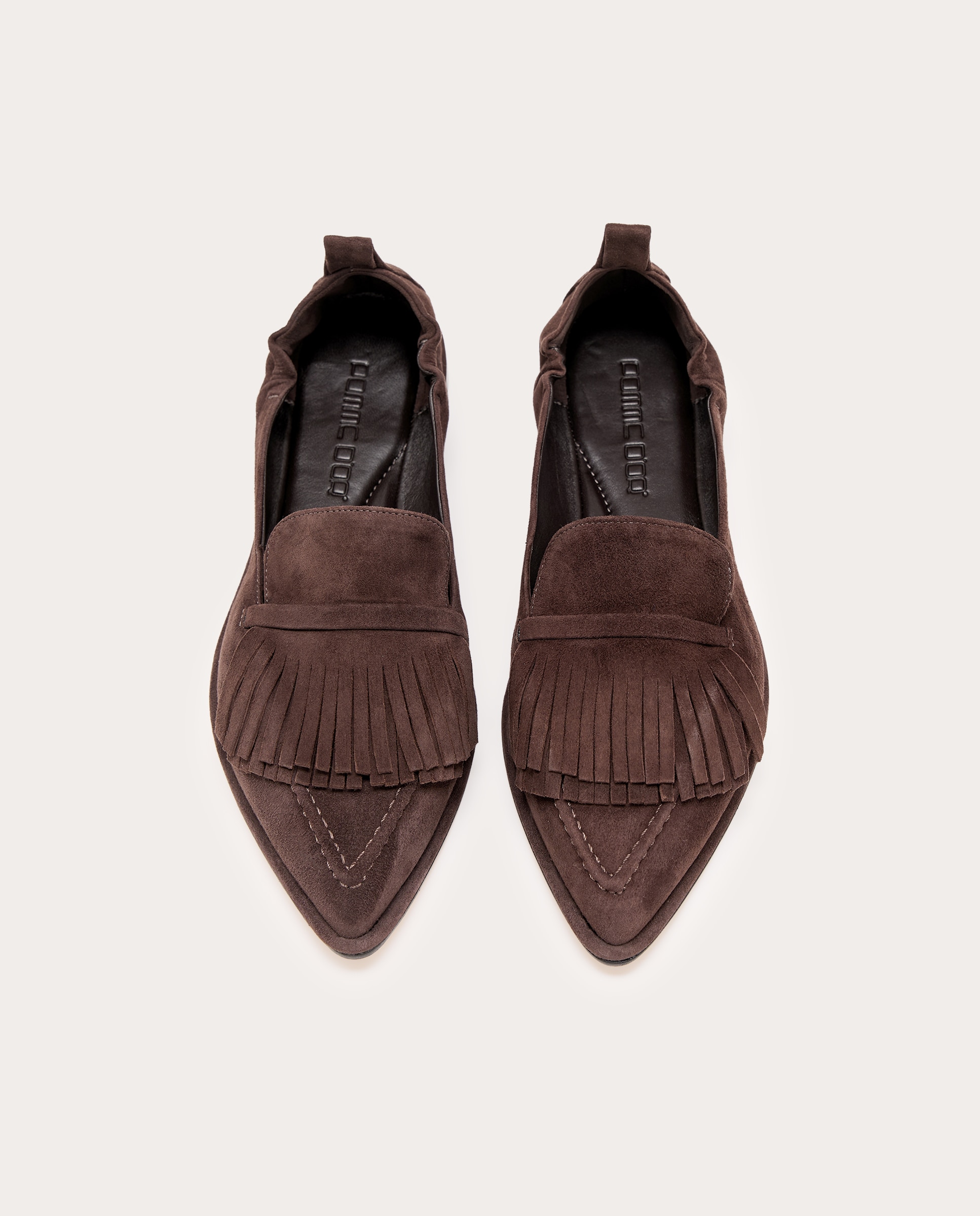 Mocassins Grace de Camurça com Franjas Castanho-4