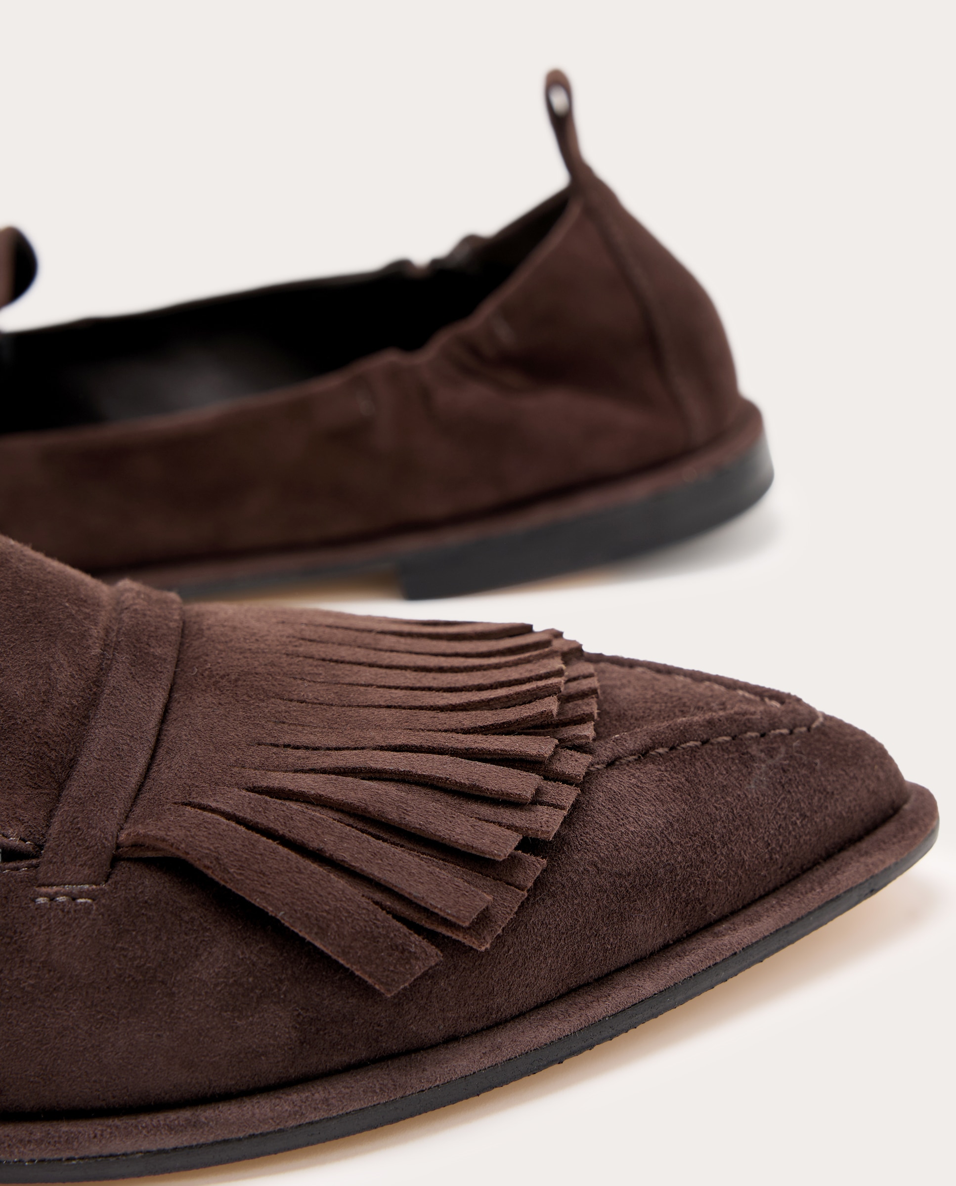 Mocassins Grace de Camurça com Franjas Castanho-5