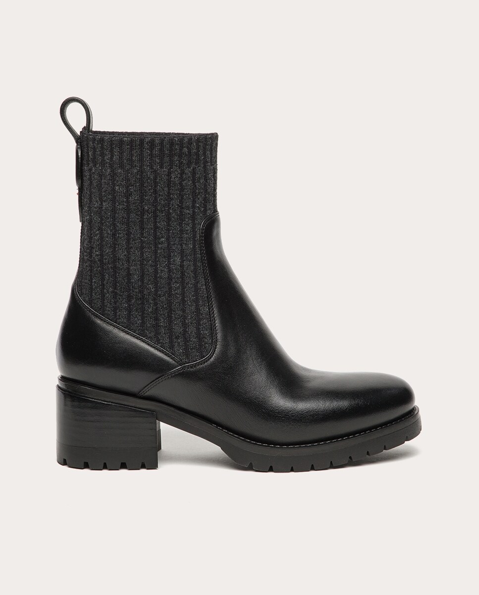 Botines de piel Negro-1