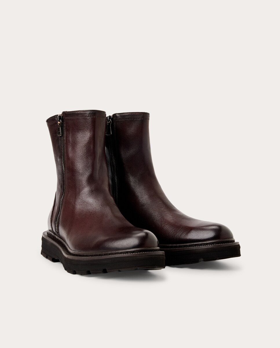 Botins em Pele Bordeaux-2