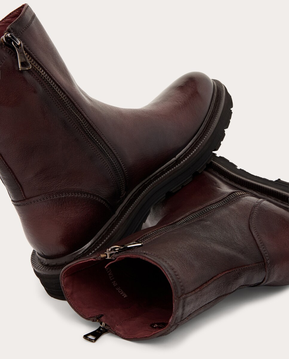 Botins em Pele Bordeaux-4