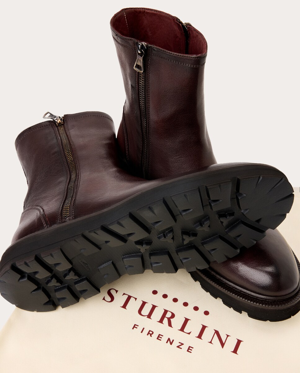 Botins em Pele Bordeaux-5