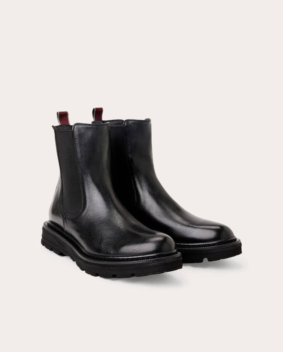 Botins Chelsea em Pele Preto-2