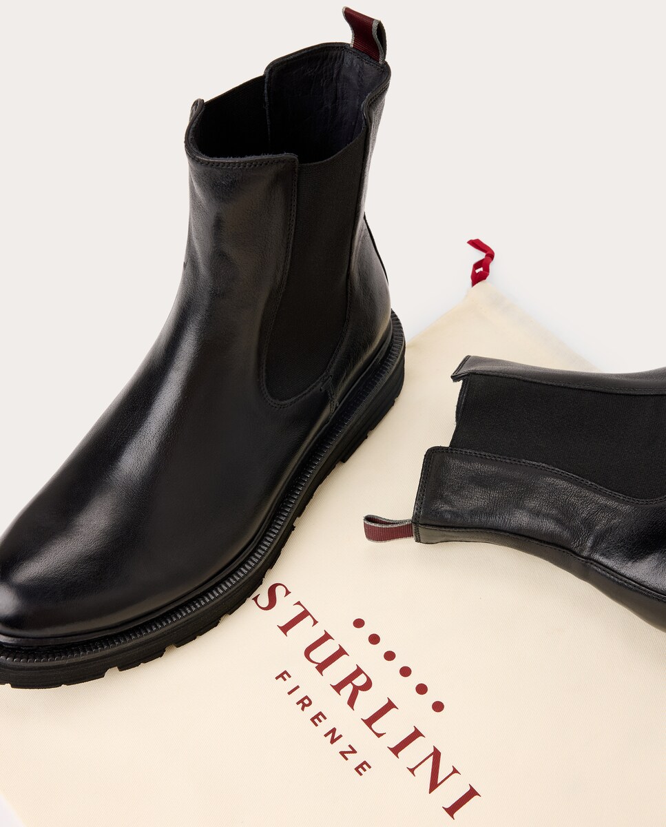 Botins Chelsea em Pele Preto-5