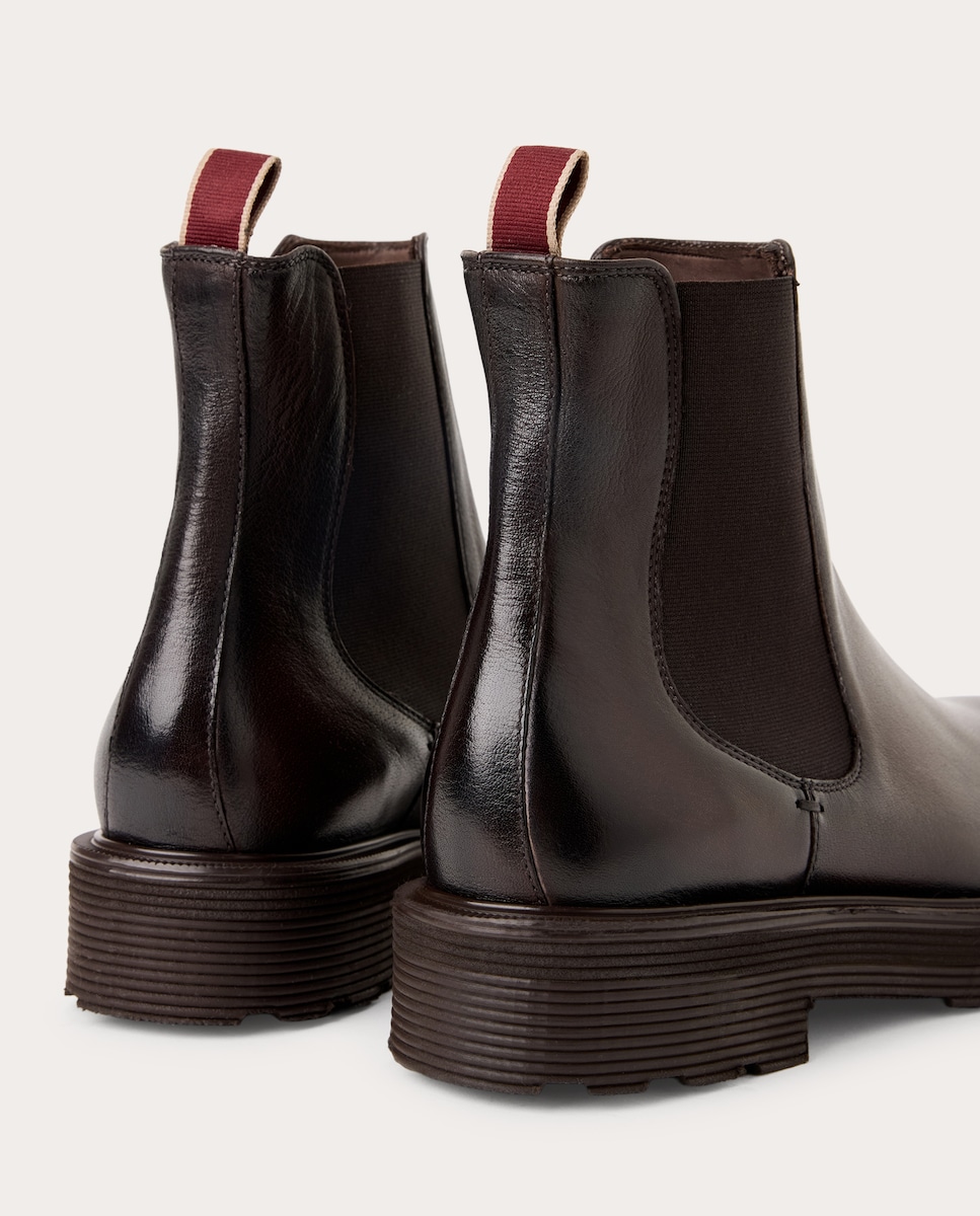 Botins Chelsea em Pele Castanho-escuro-3