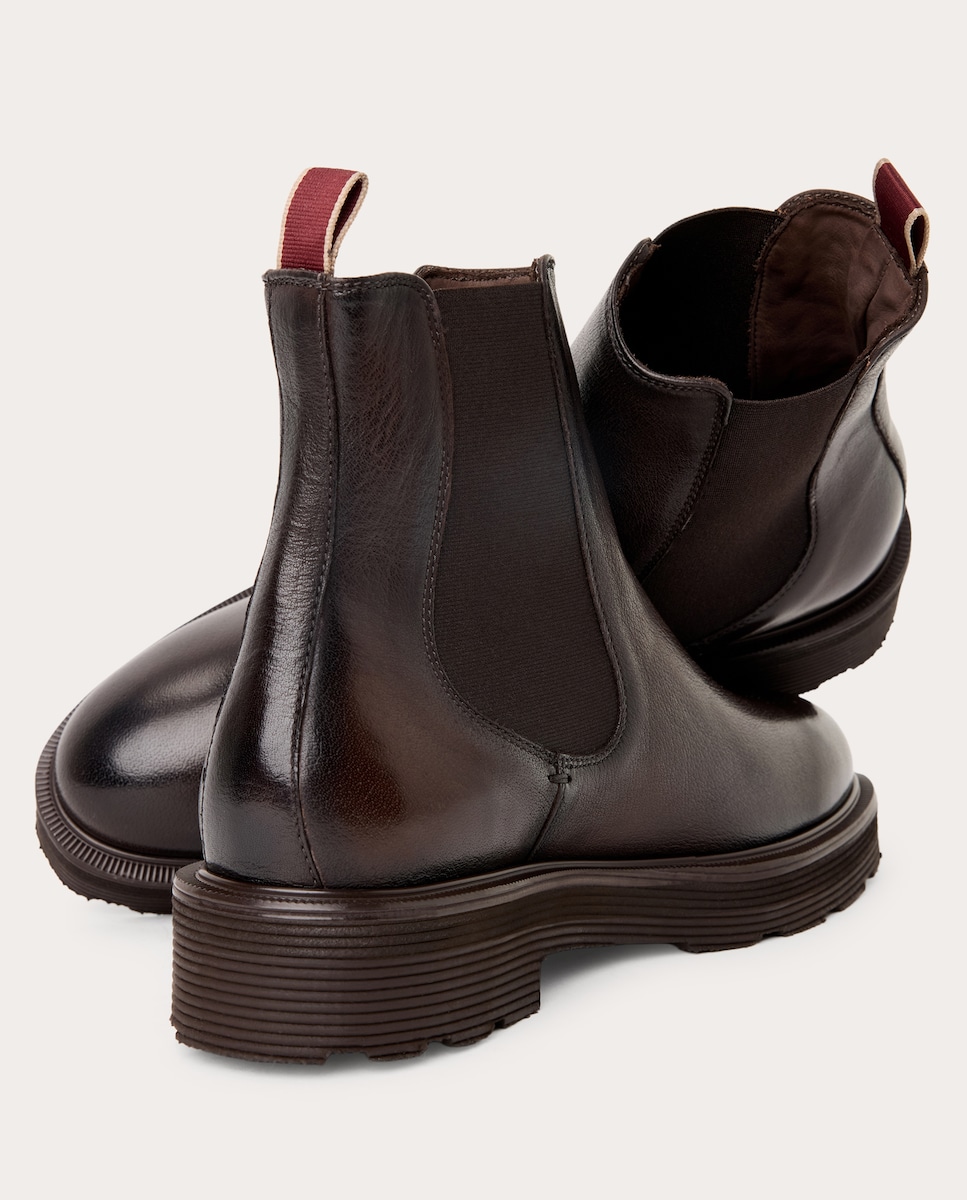 Botins Chelsea em Pele Castanho-escuro-4