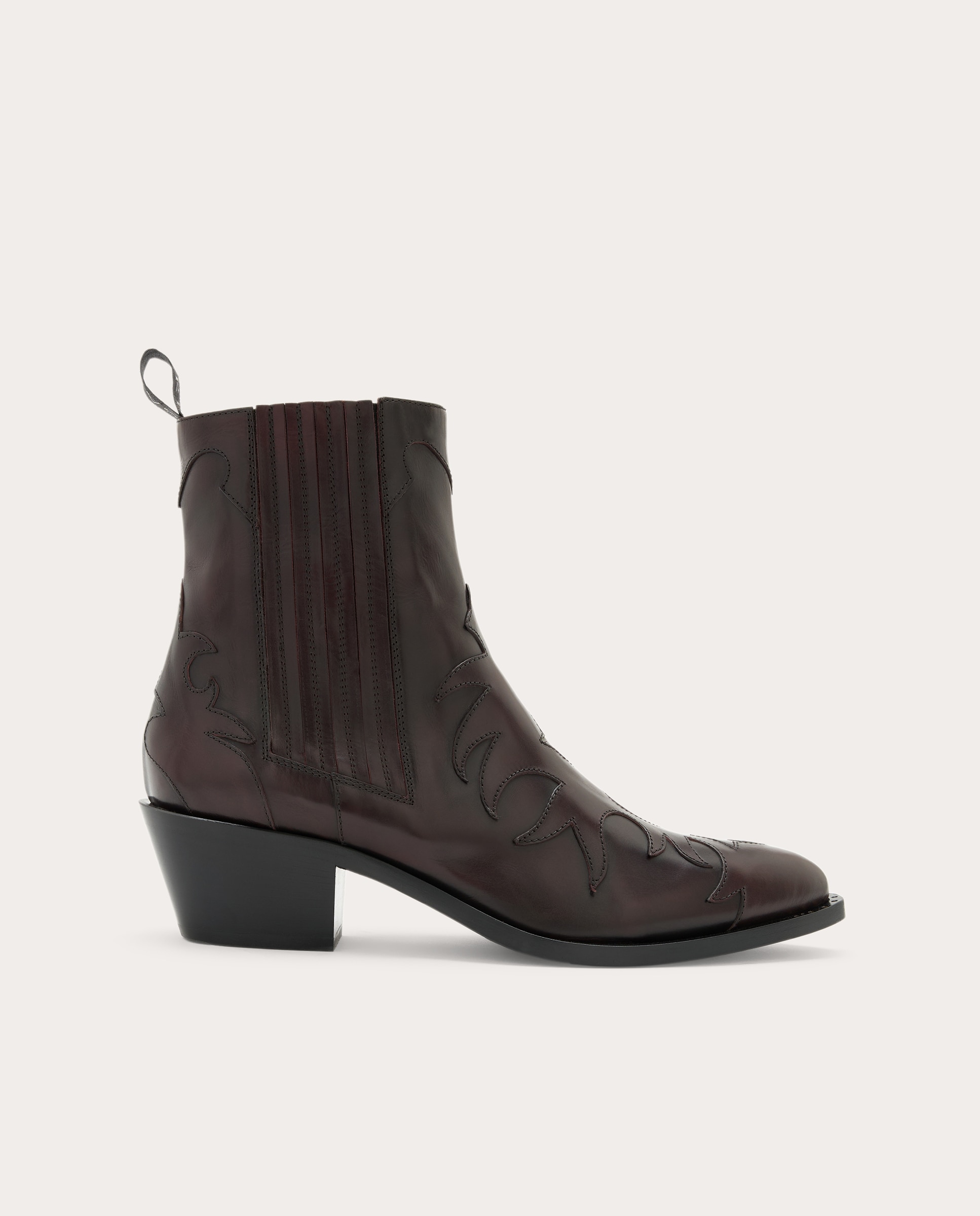 Botins Ebano em Pele Bordeaux-1