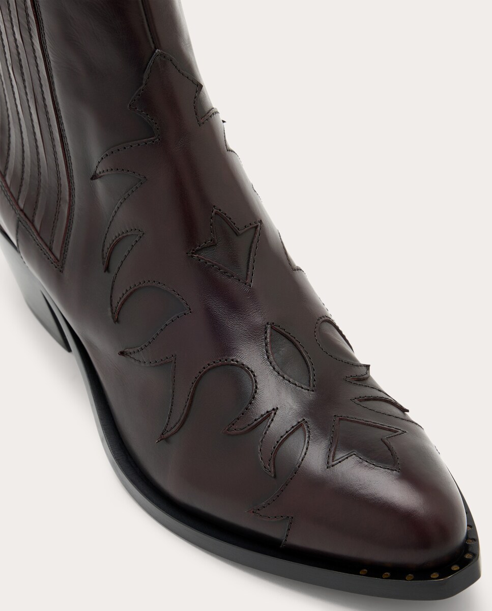 Botins Ebano em Pele Bordeaux-4