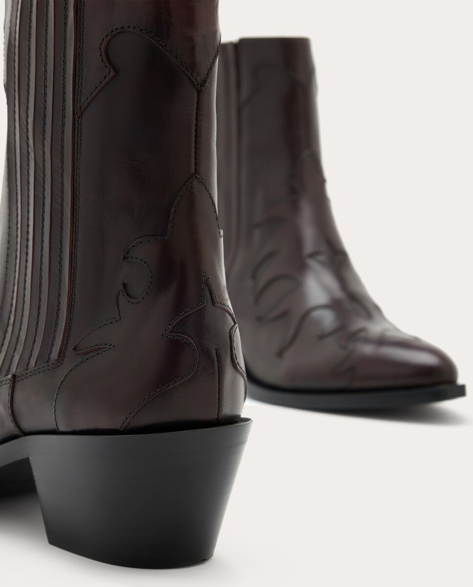 Botins Ebano em Pele Bordeaux-5