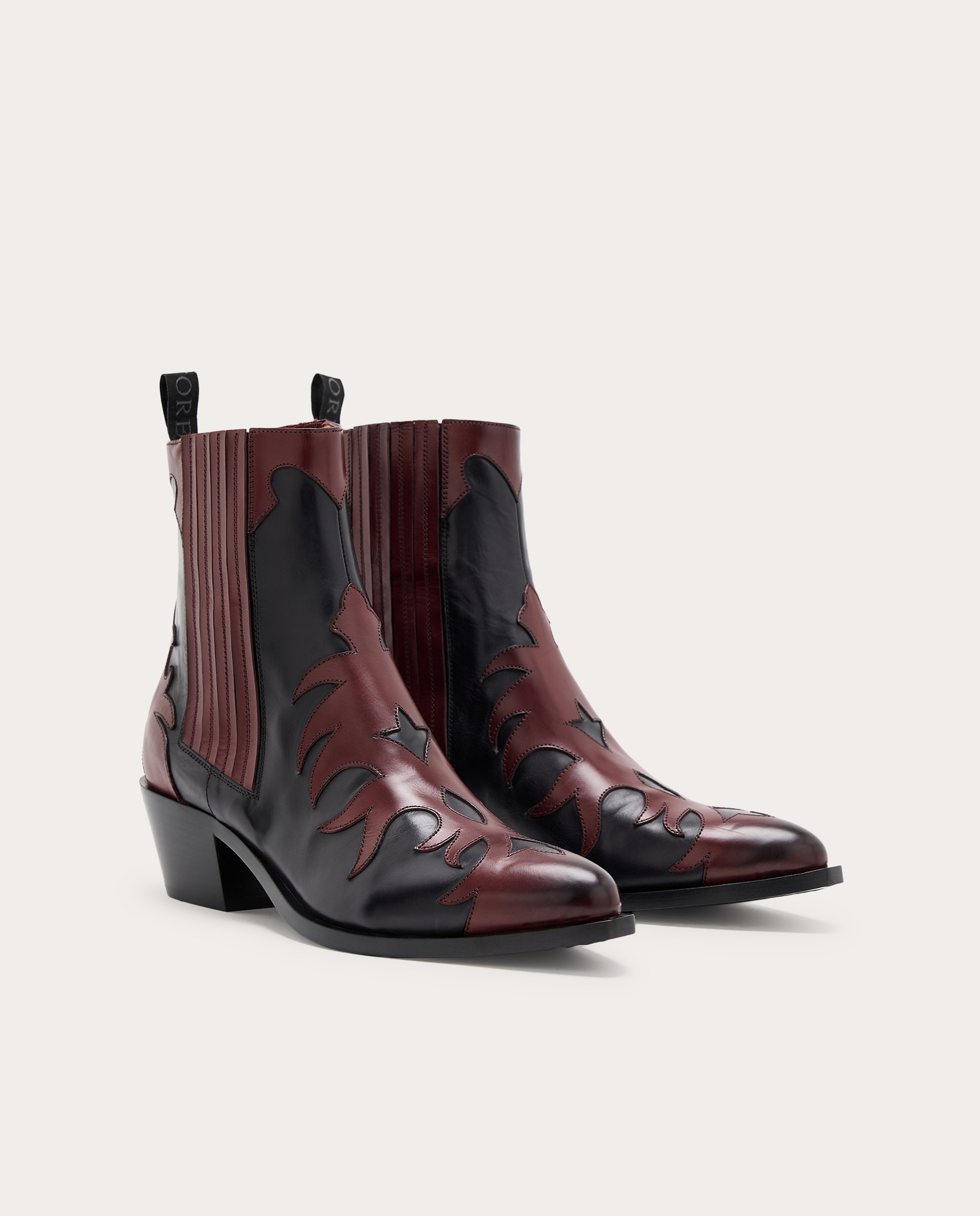 Botins Cowboy Bicolor em Pele Azul-2