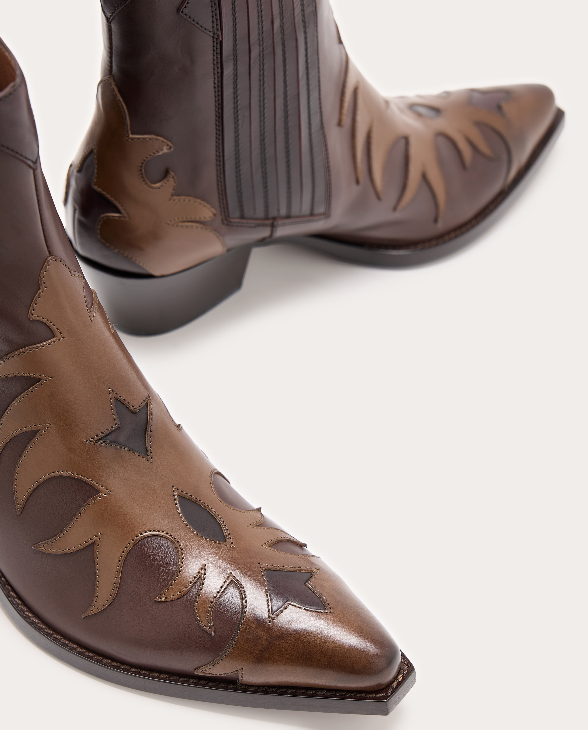 Botines cowboy de piel - Multicolor Multicolor-4