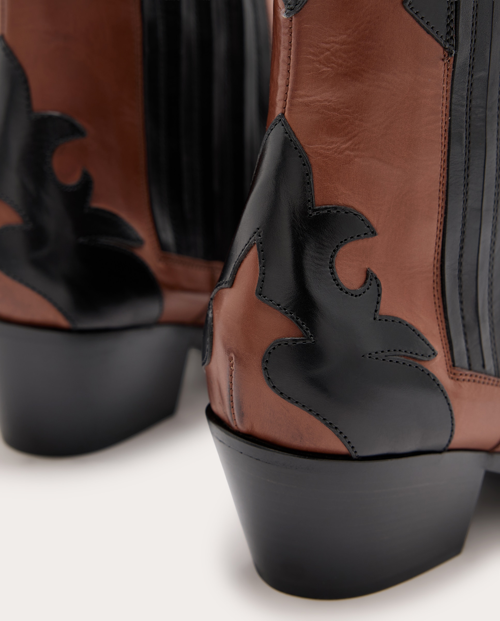 Botines cowboy de piel - Marrón Marrón-3