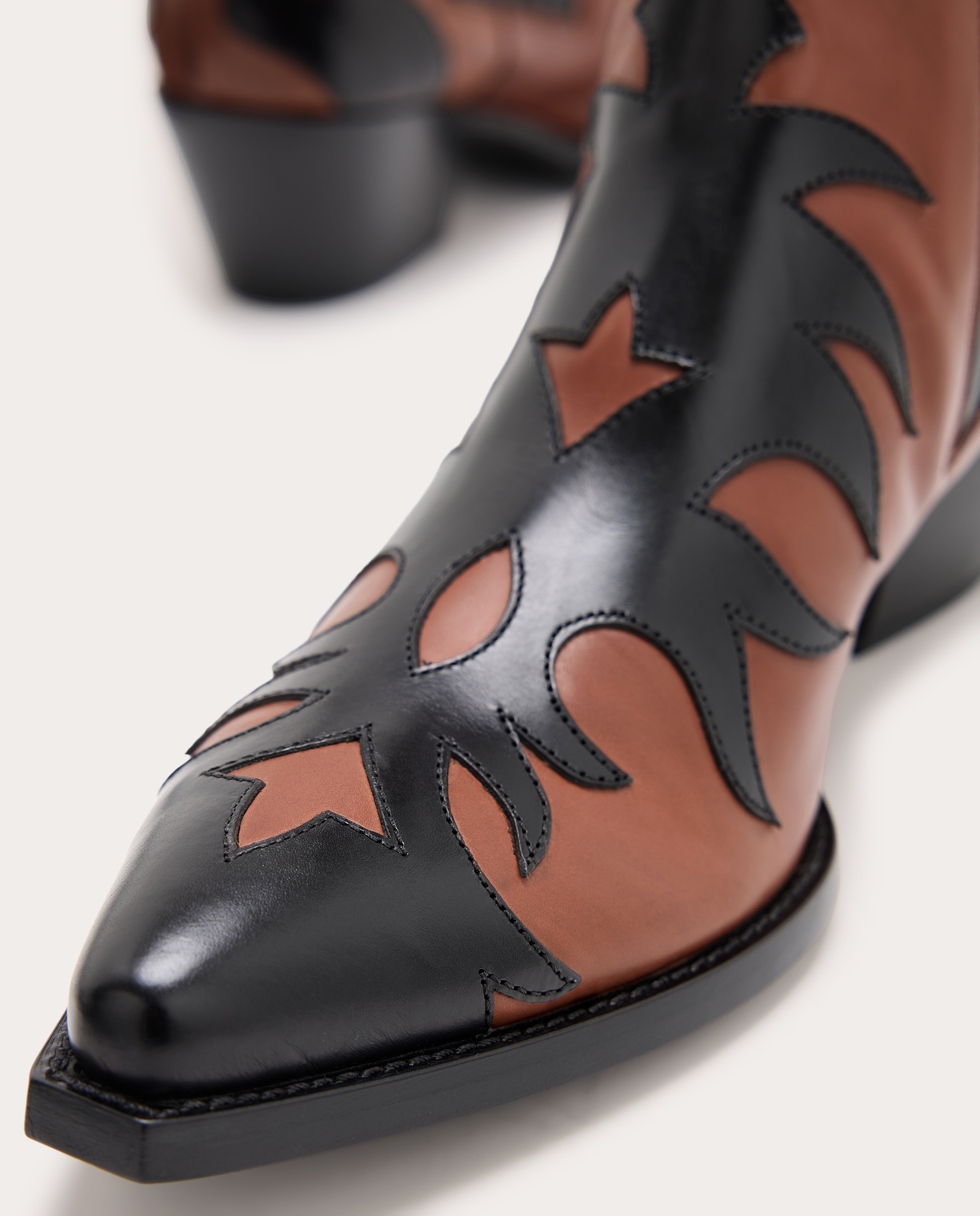 Botines cowboy de piel - Marrón Marrón-4