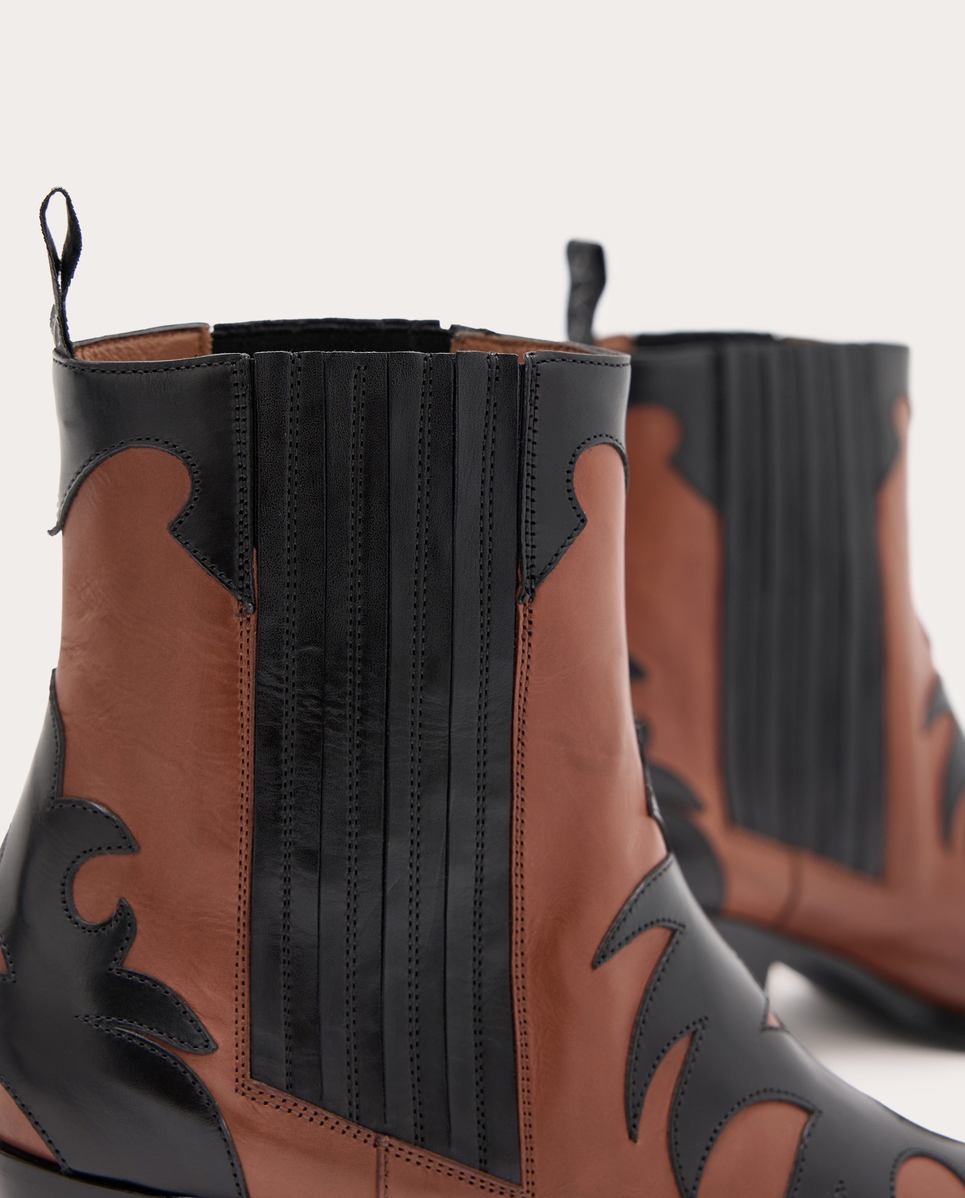 Botines cowboy de piel - Marrón Marrón-5
