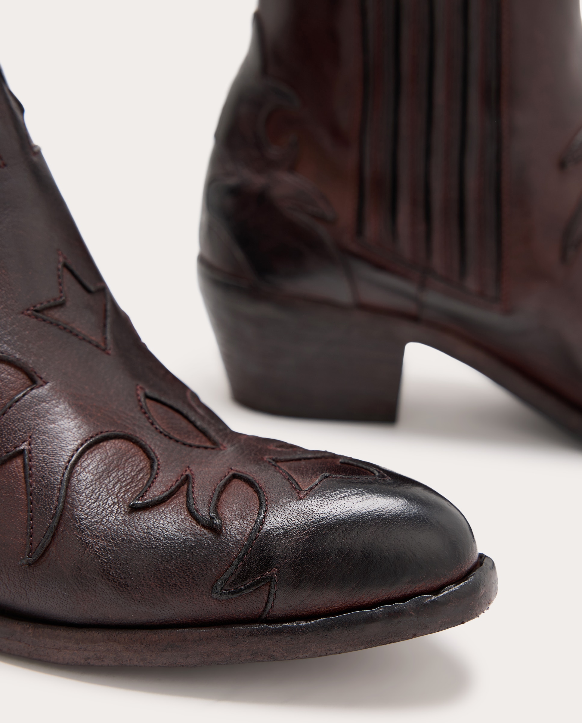 Botines cowboy de piel - Marrón Marrón-4
