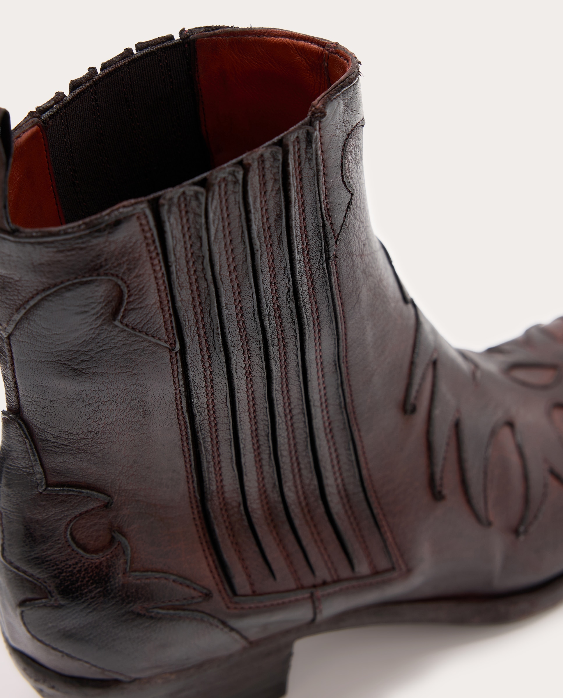 Botines cowboy de piel - Marrón Marrón-5