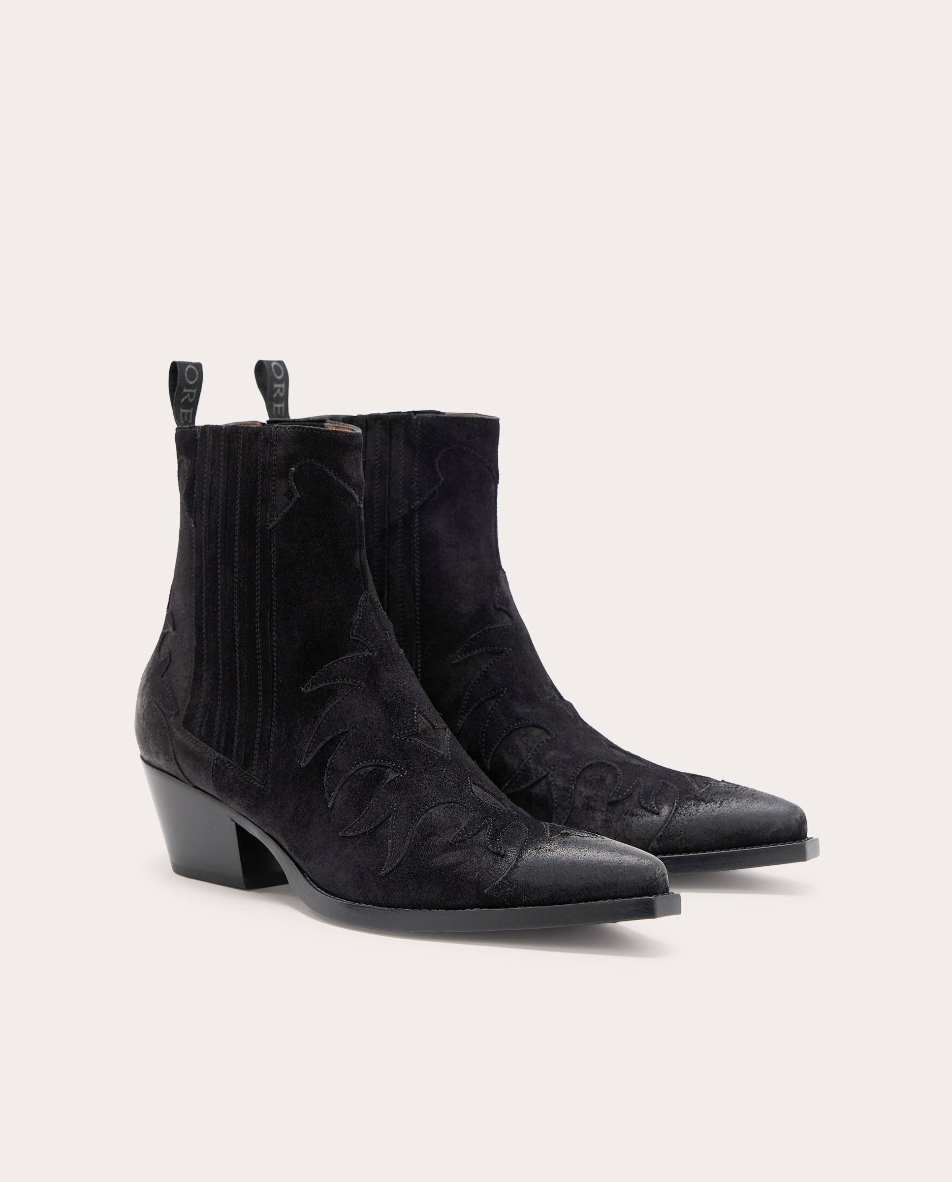Botines cowboy de ante - Negro Negro-2