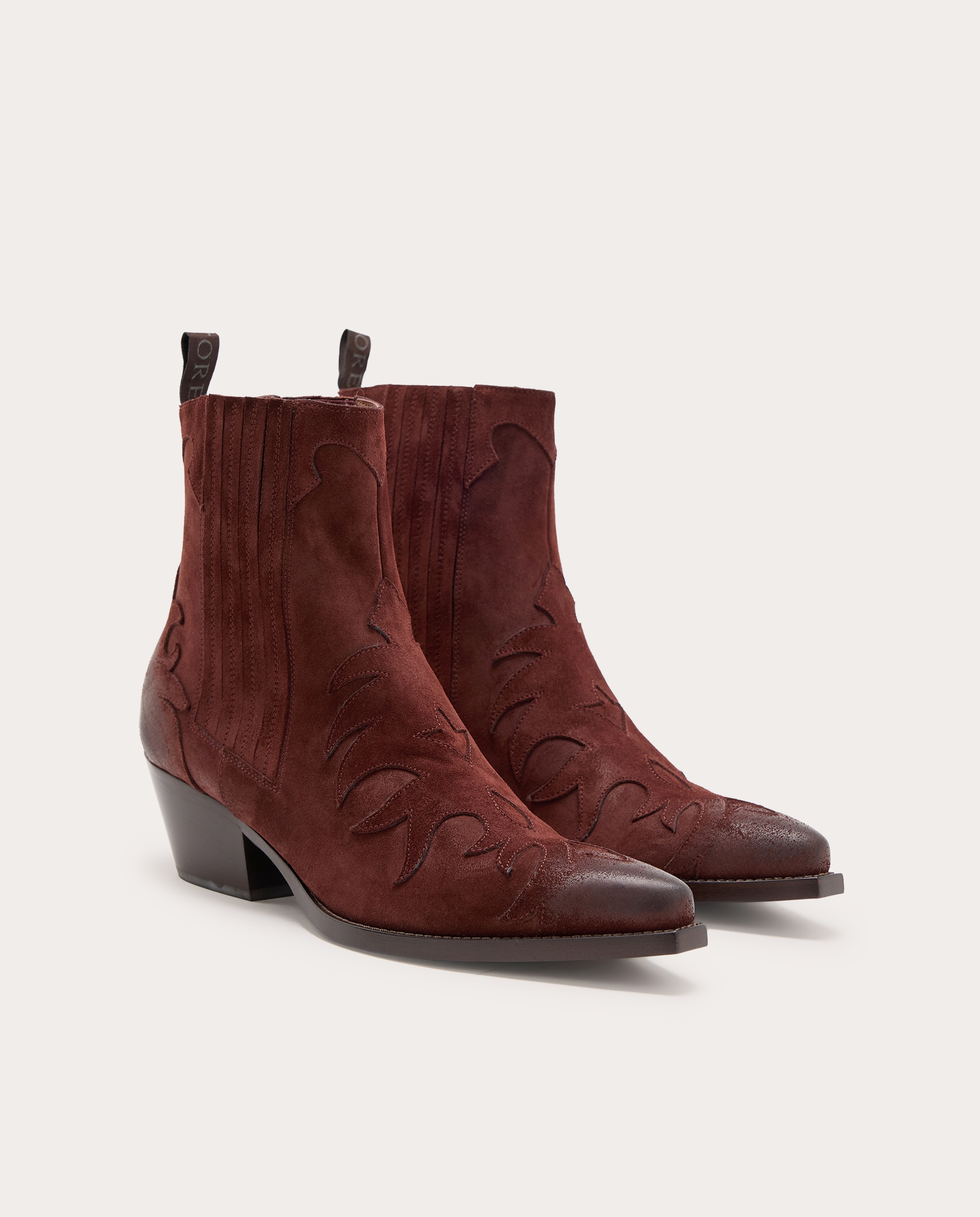 Botines cowboy de ante - Burdeos Burdeos-2