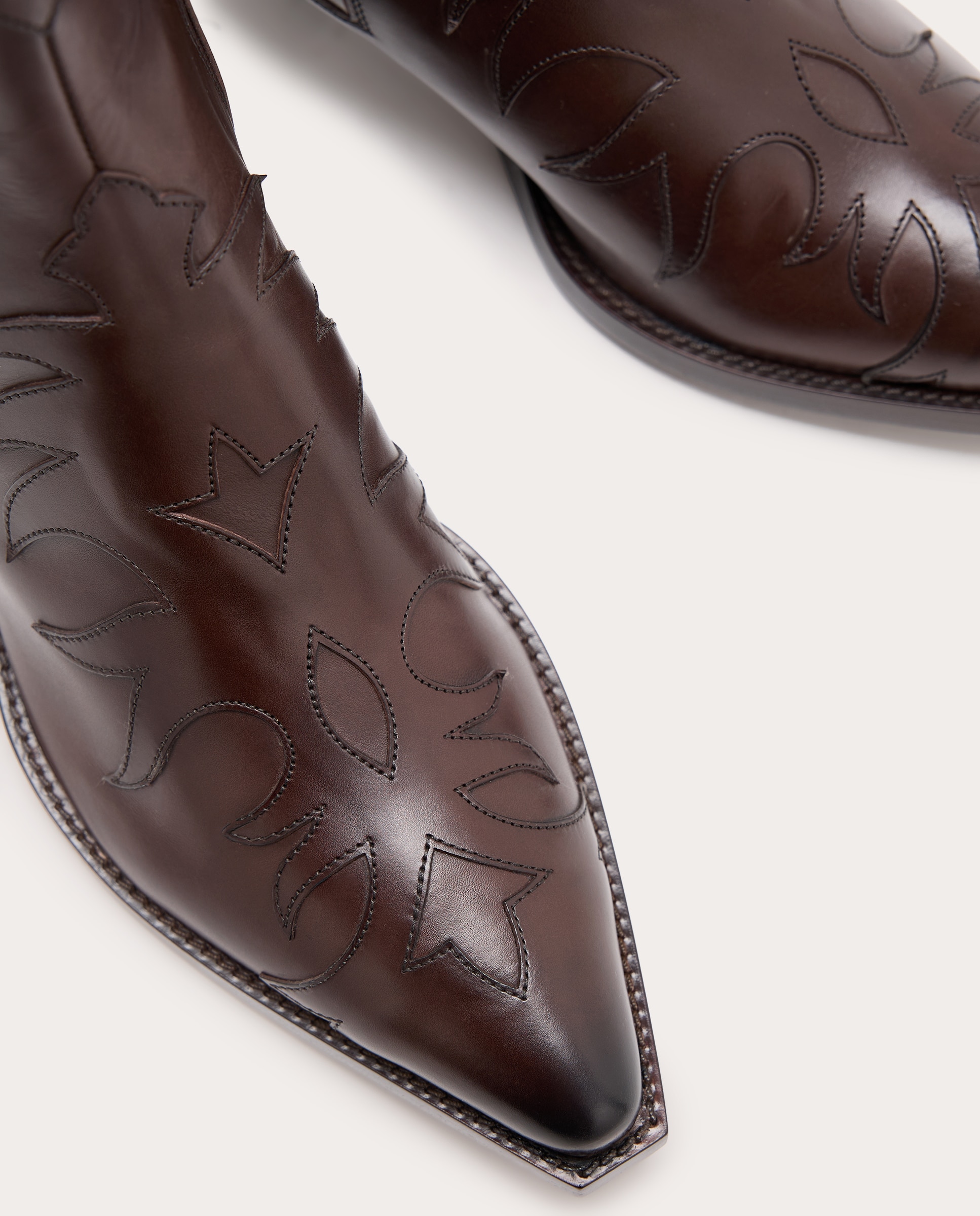 Botines cowboy de piel - Marrón Marrón-4