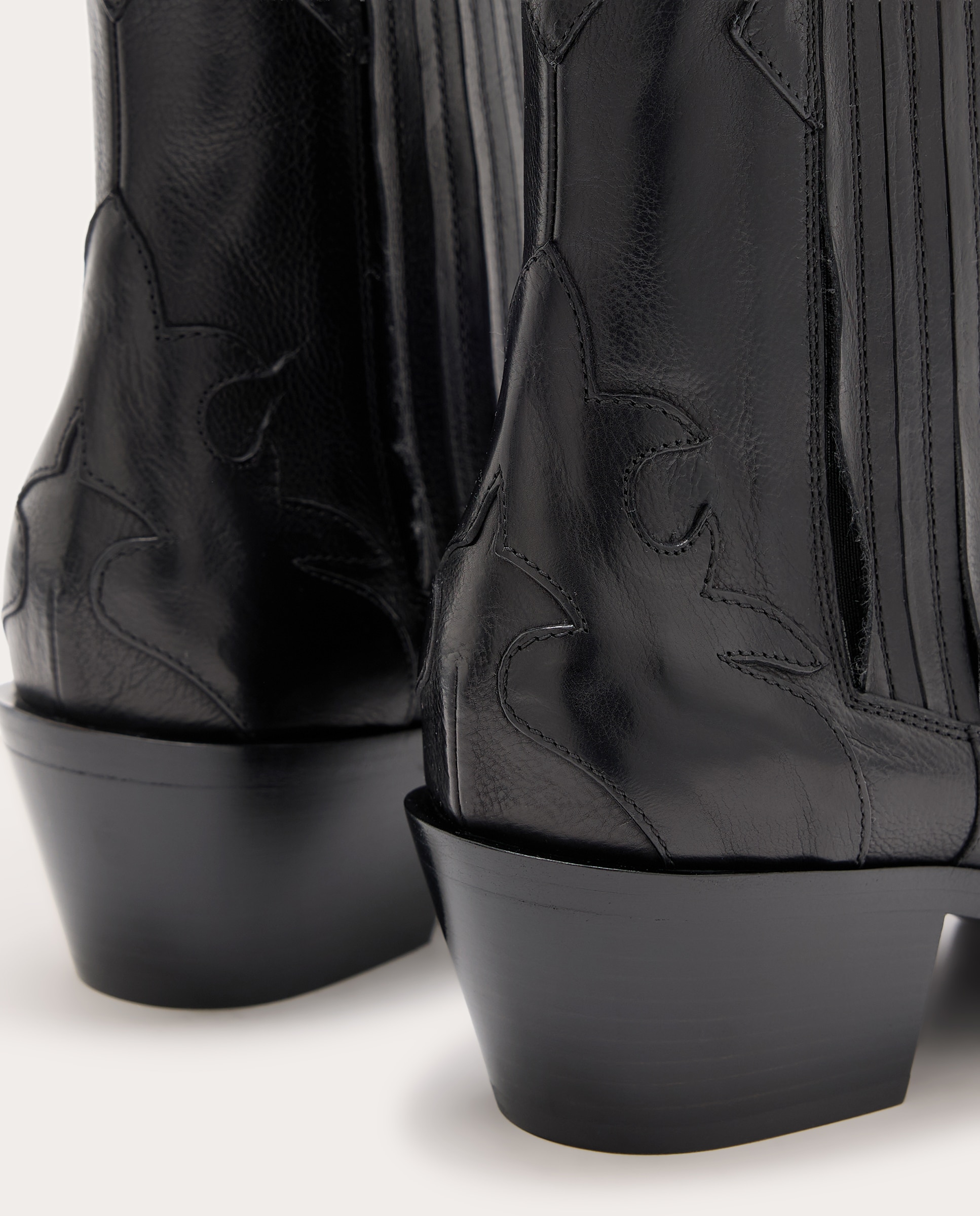 Botines cowboy de piel - Negro Negro-3