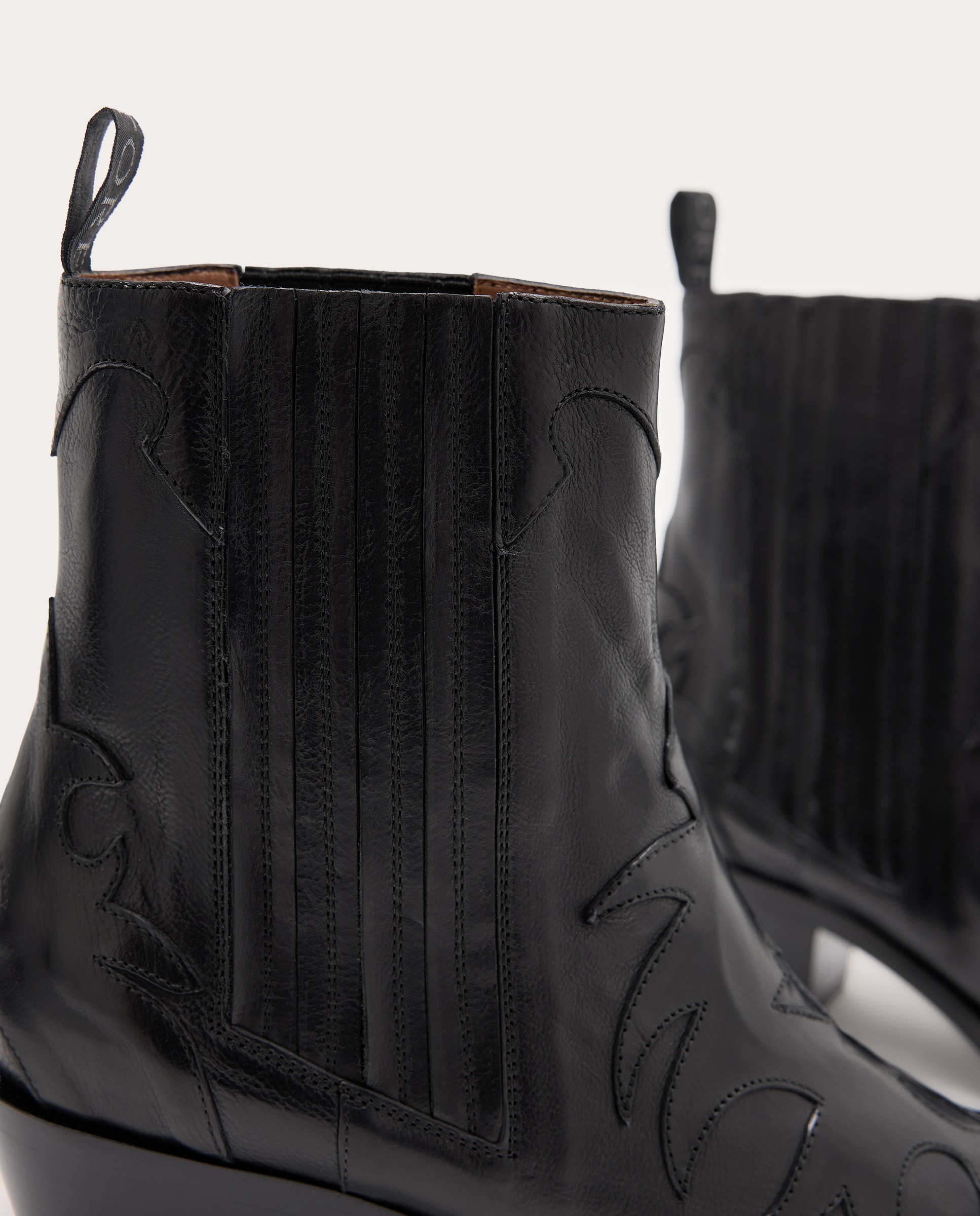 Botines cowboy de piel - Negro Negro-5