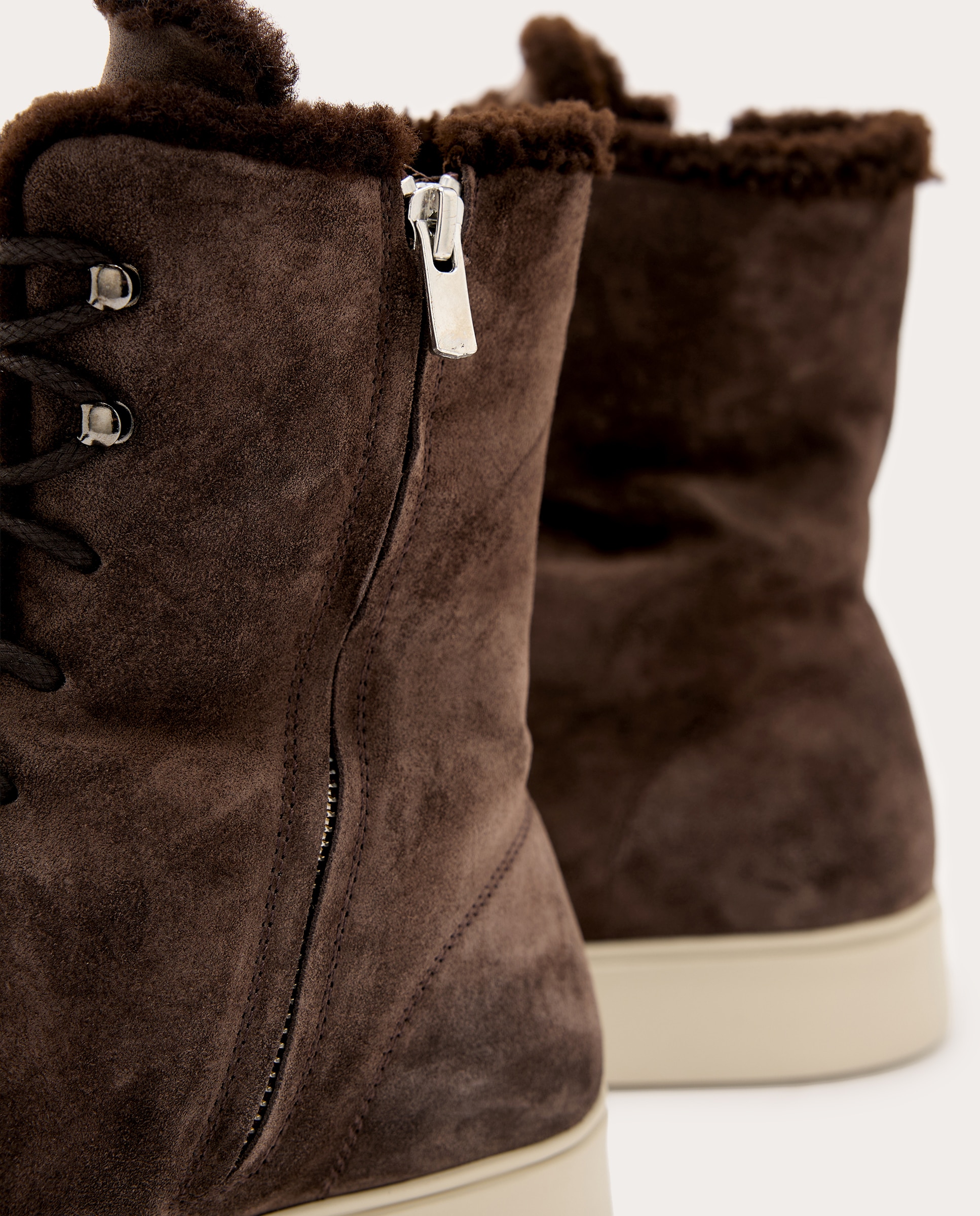 Botins Frame de Camurça com Forro de Pelo Castanho-5