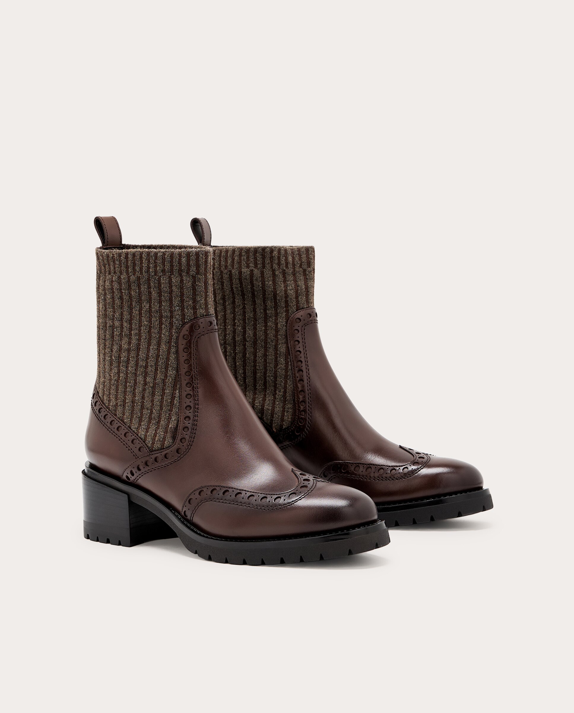 Imagen 2 de Botín Chelsea brogue de piel - Marrón Marrón