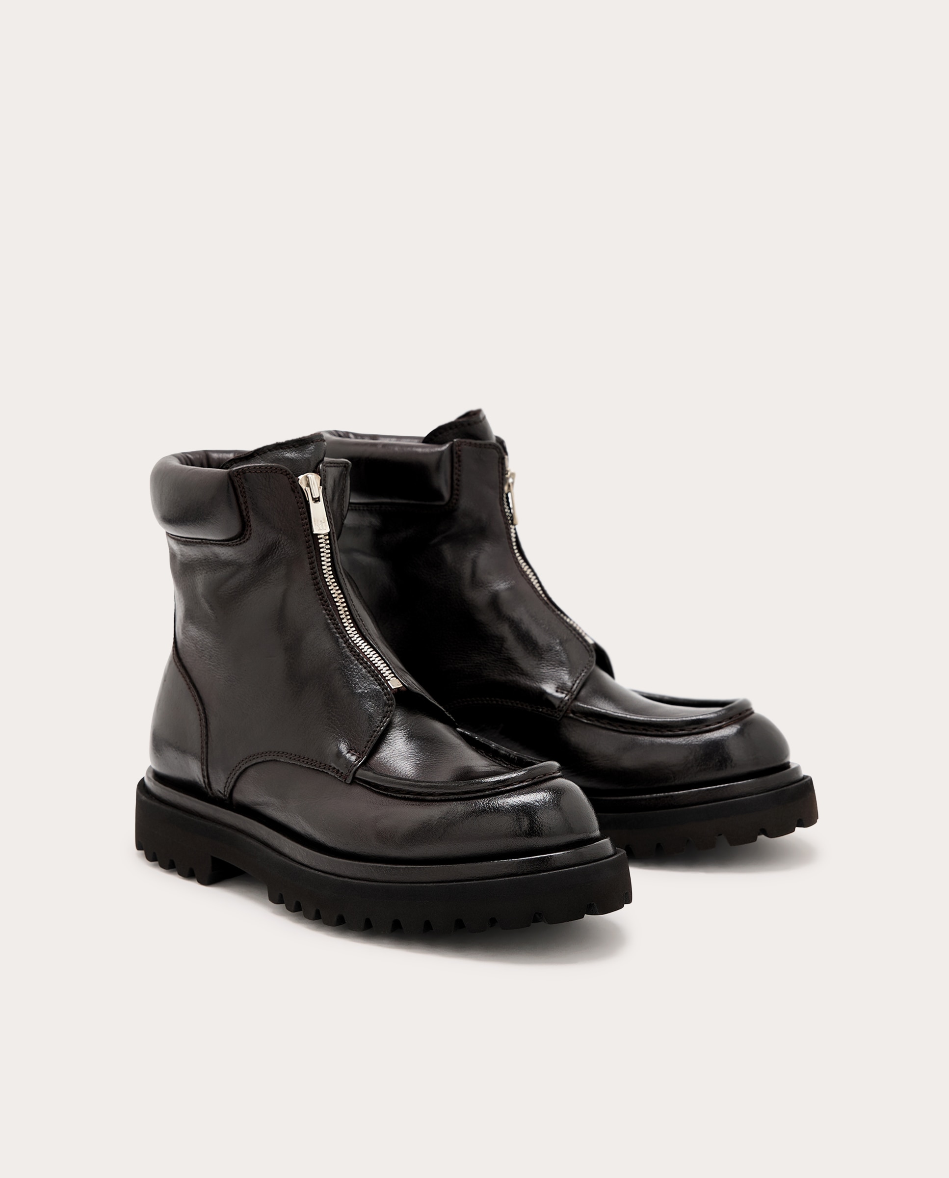 Botins Wisal em Pele com Fecho de Correr Castanho-2