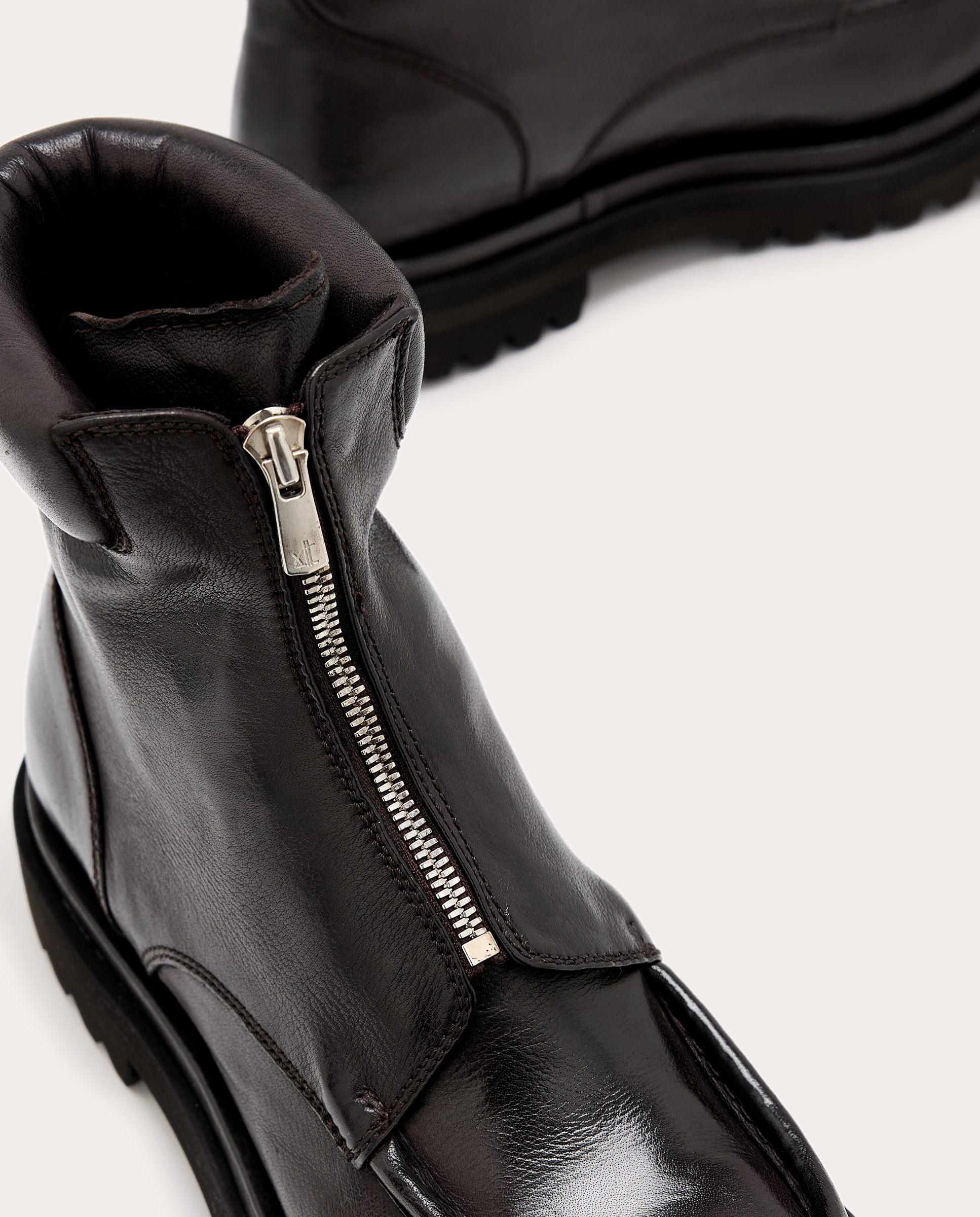 Botins Wisal em Pele com Fecho de Correr Castanho-4