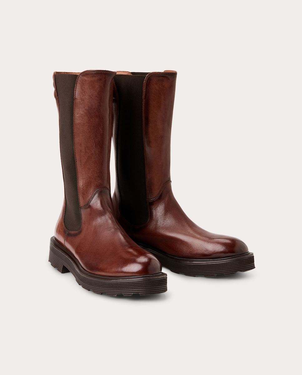 Botas em Pele Castanho-2