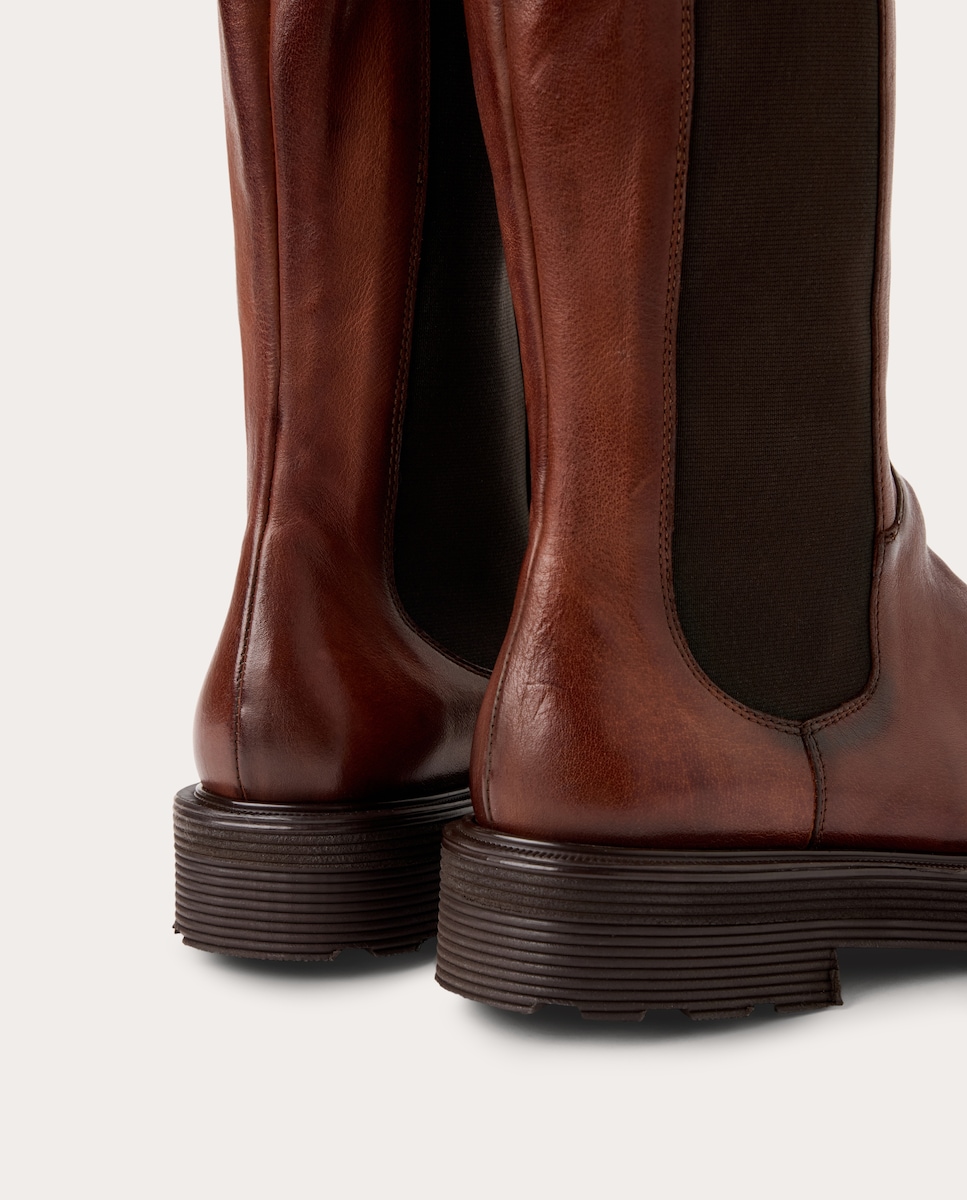 Botas em Pele Castanho-3