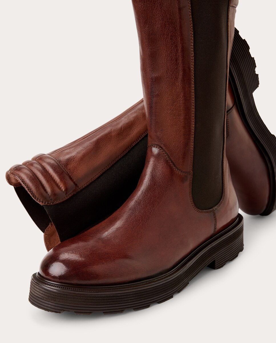 Botas em Pele Castanho-4