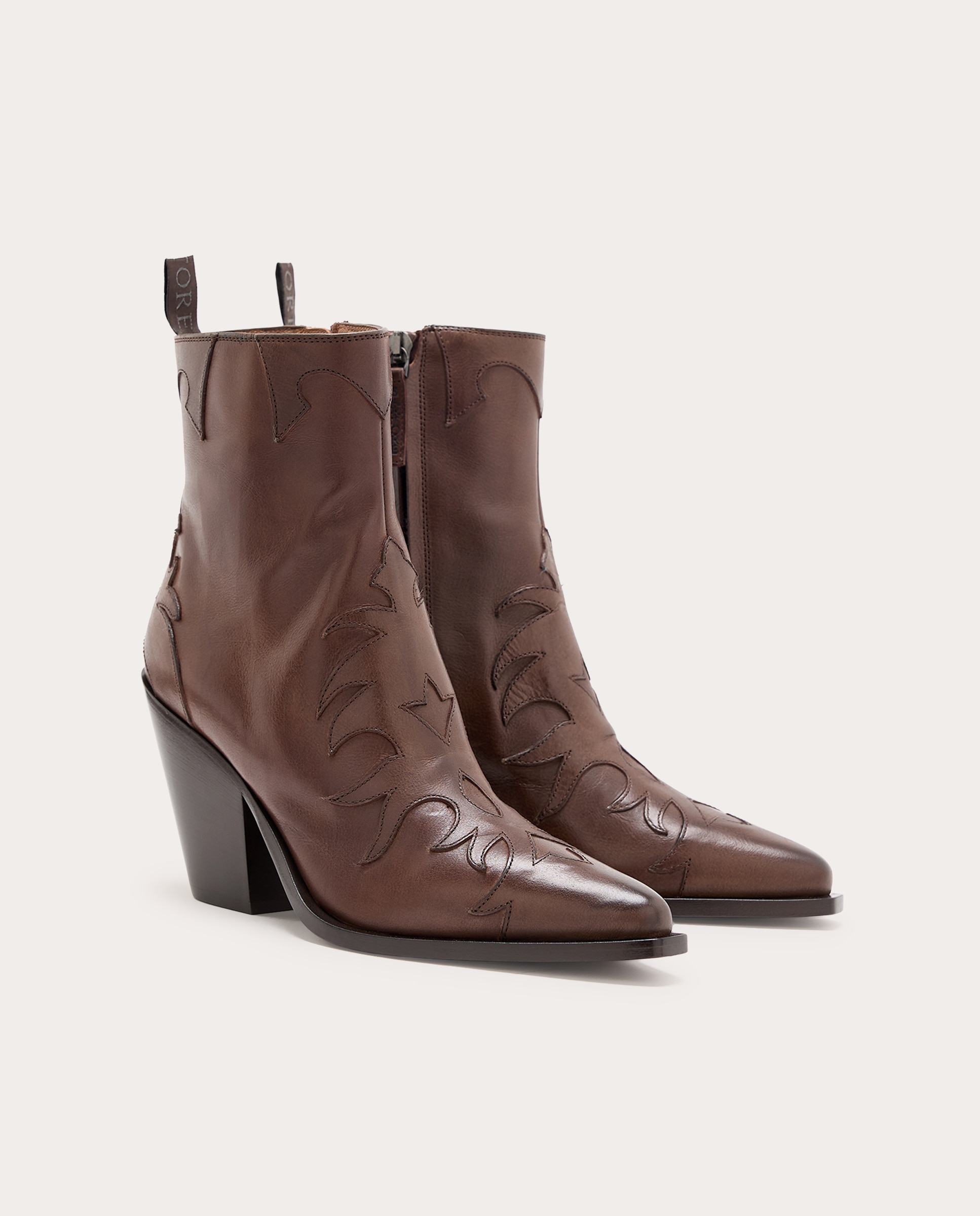 Botins Cowboy em Pele Castanho-2