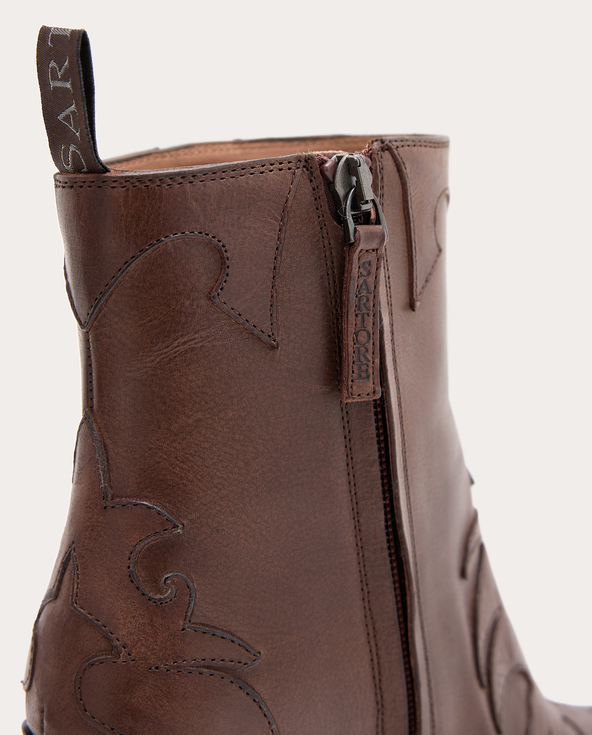 Botins Cowboy em Pele Castanho-4