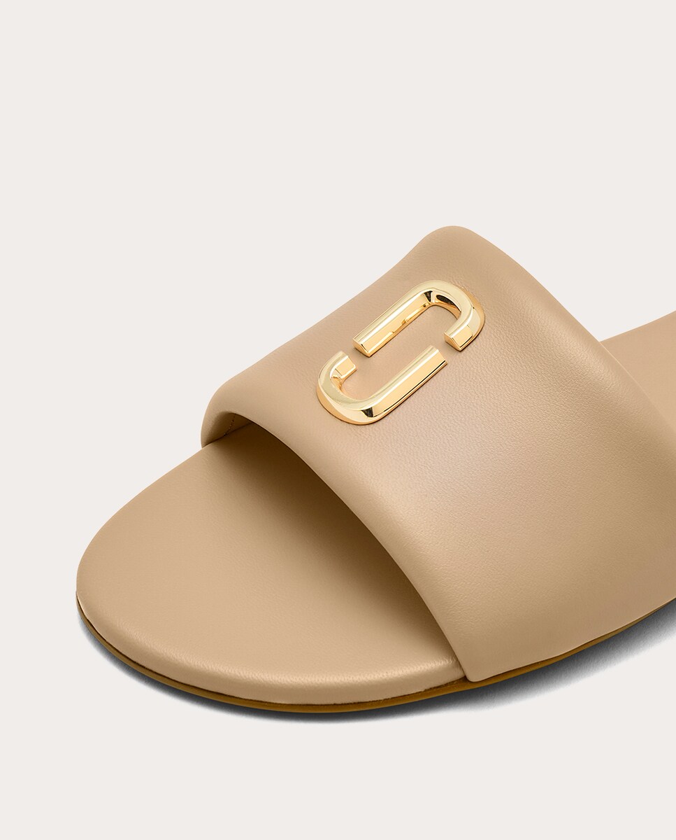 Sandálias rasas em pele Camel-5