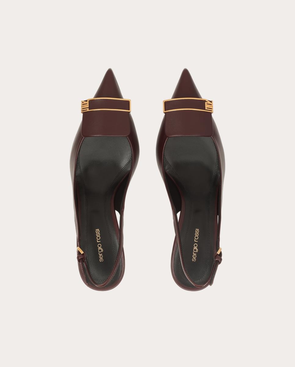 Slingbacks con hebilla de piel - Burdeos Burdeos-4