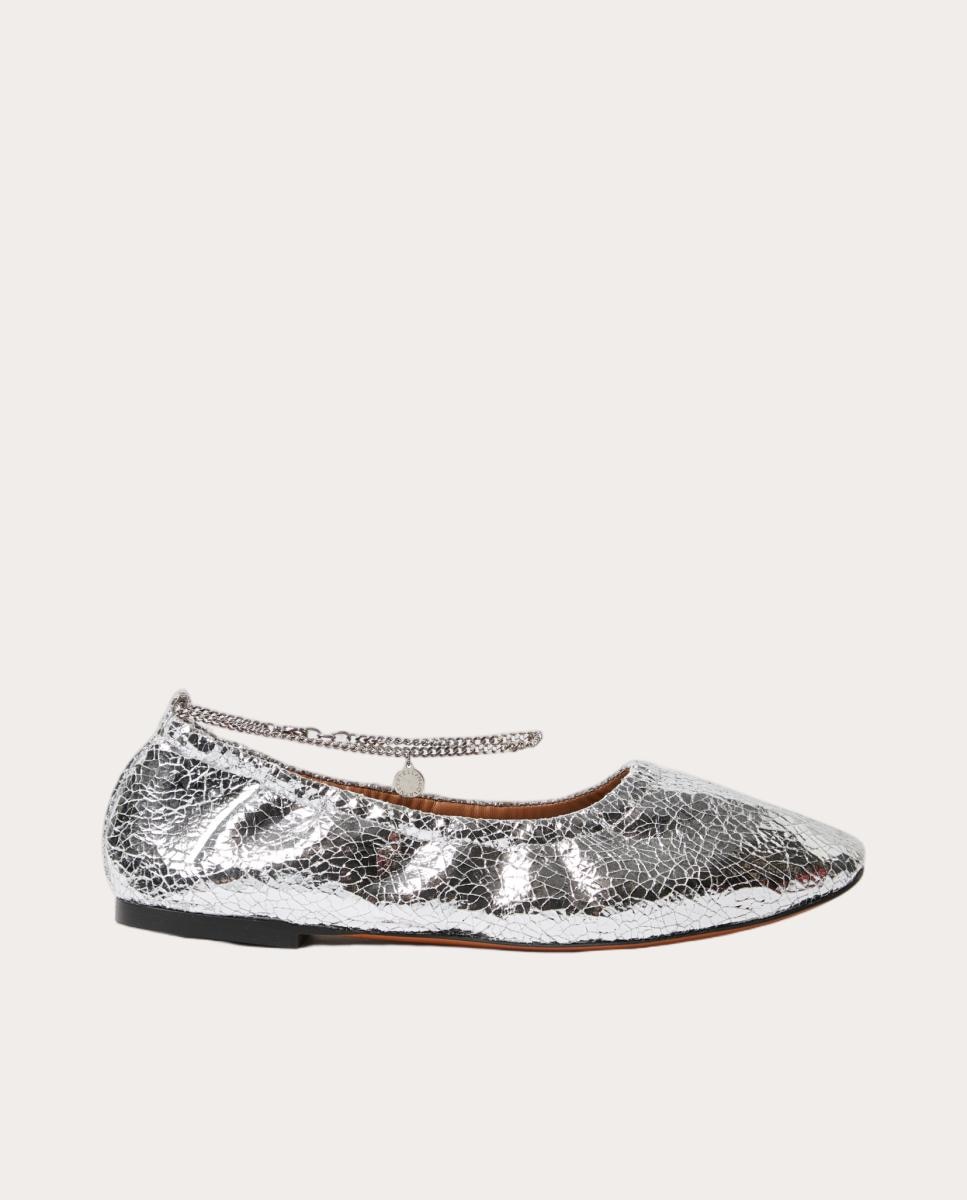 Bailarinas metalizadas con cadena - Plata Plata-1