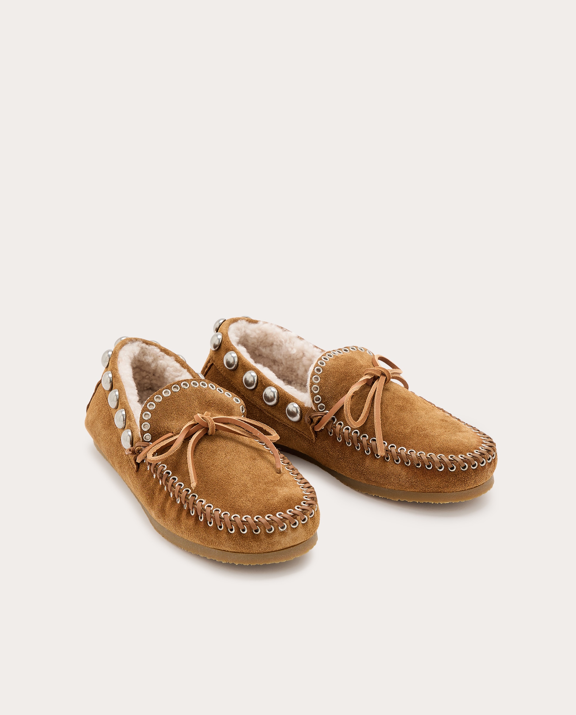 Mocassins Fitza Shearling de Camurça Camel-2