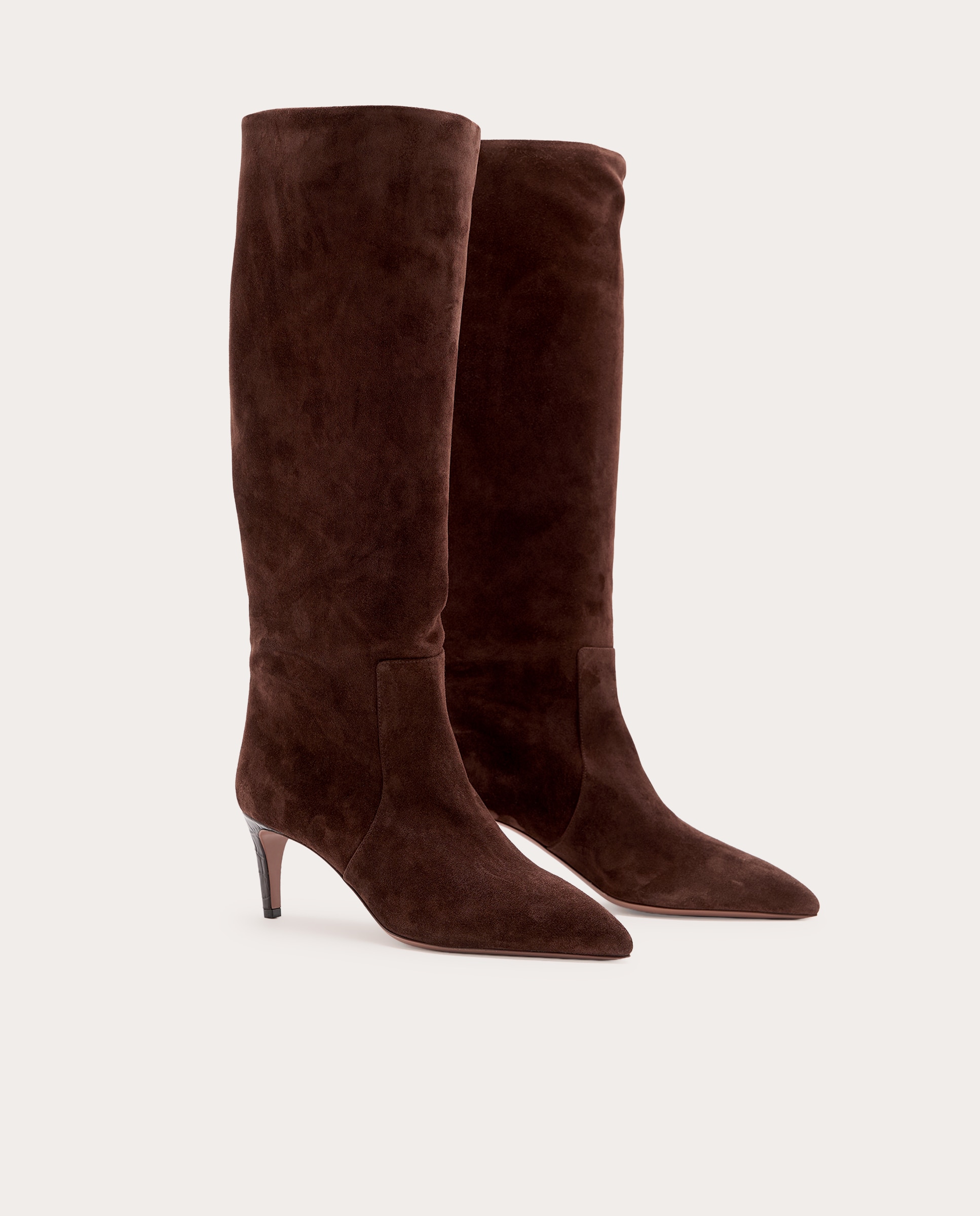 Botas stilettos de ante - Marrón Marrón-2