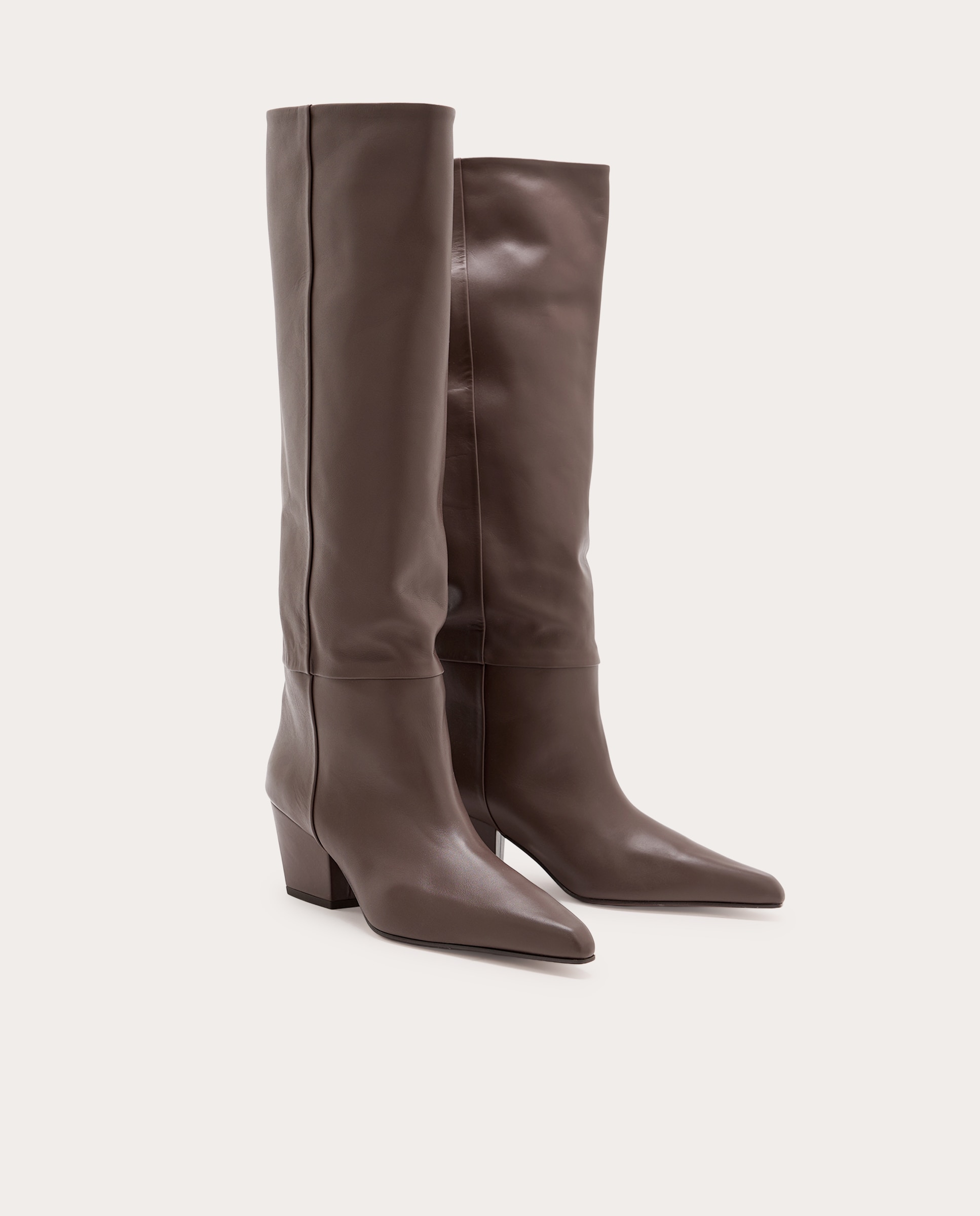 Botas de tacón Jane de piel - Marrón Marrón-2