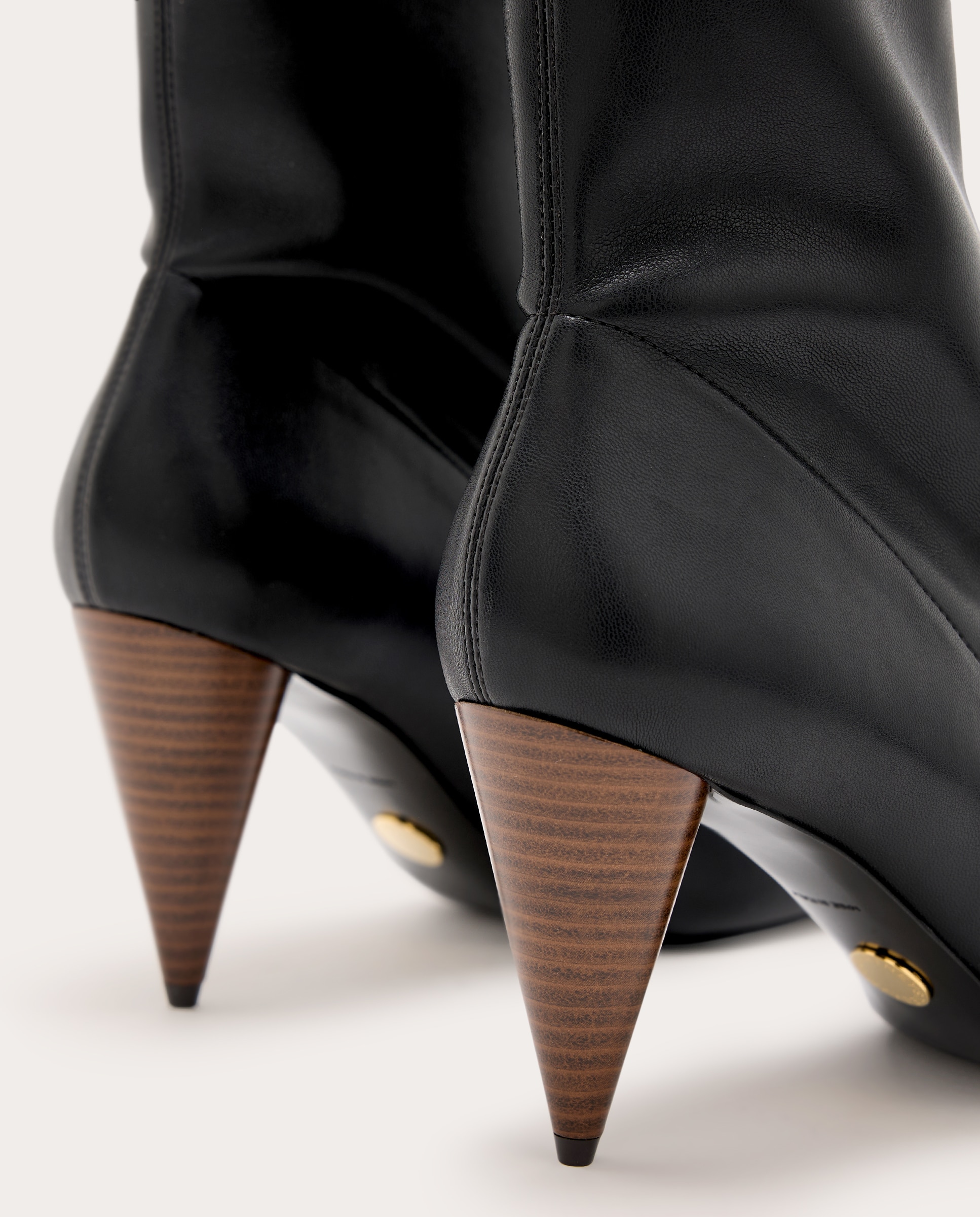 Botines con cremallera y tacón cónico - Negro Negro-3