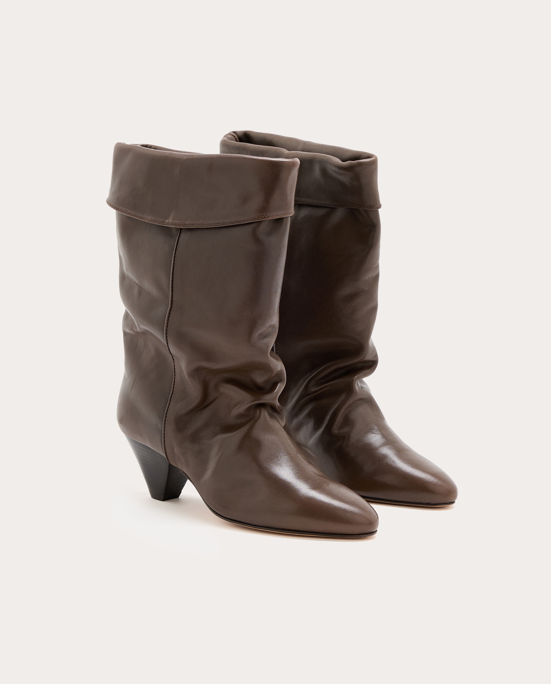 Botins de Salto Dalby em Pele Castanho-2