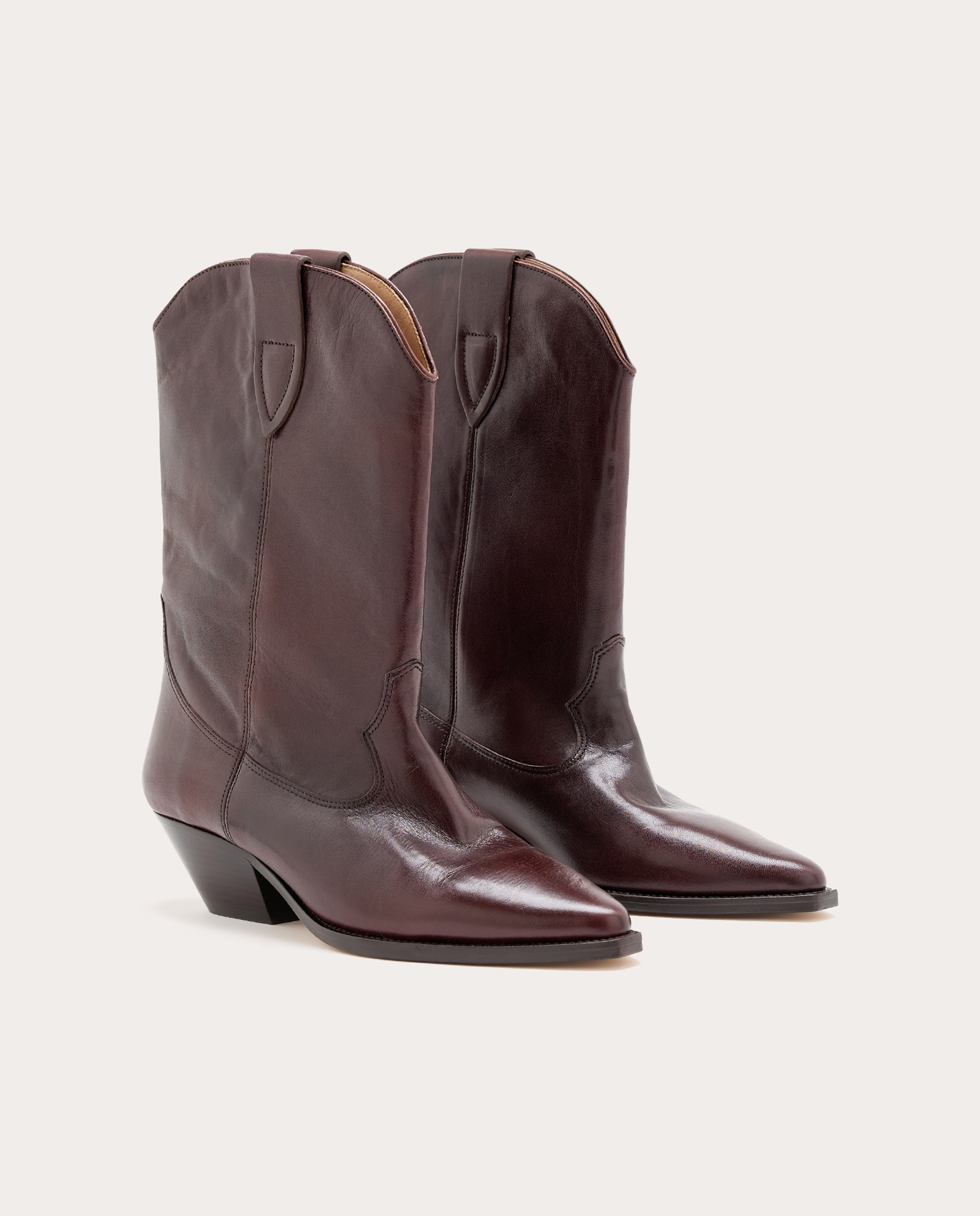Botins de Salto Duerto em Pele Bordeaux-2