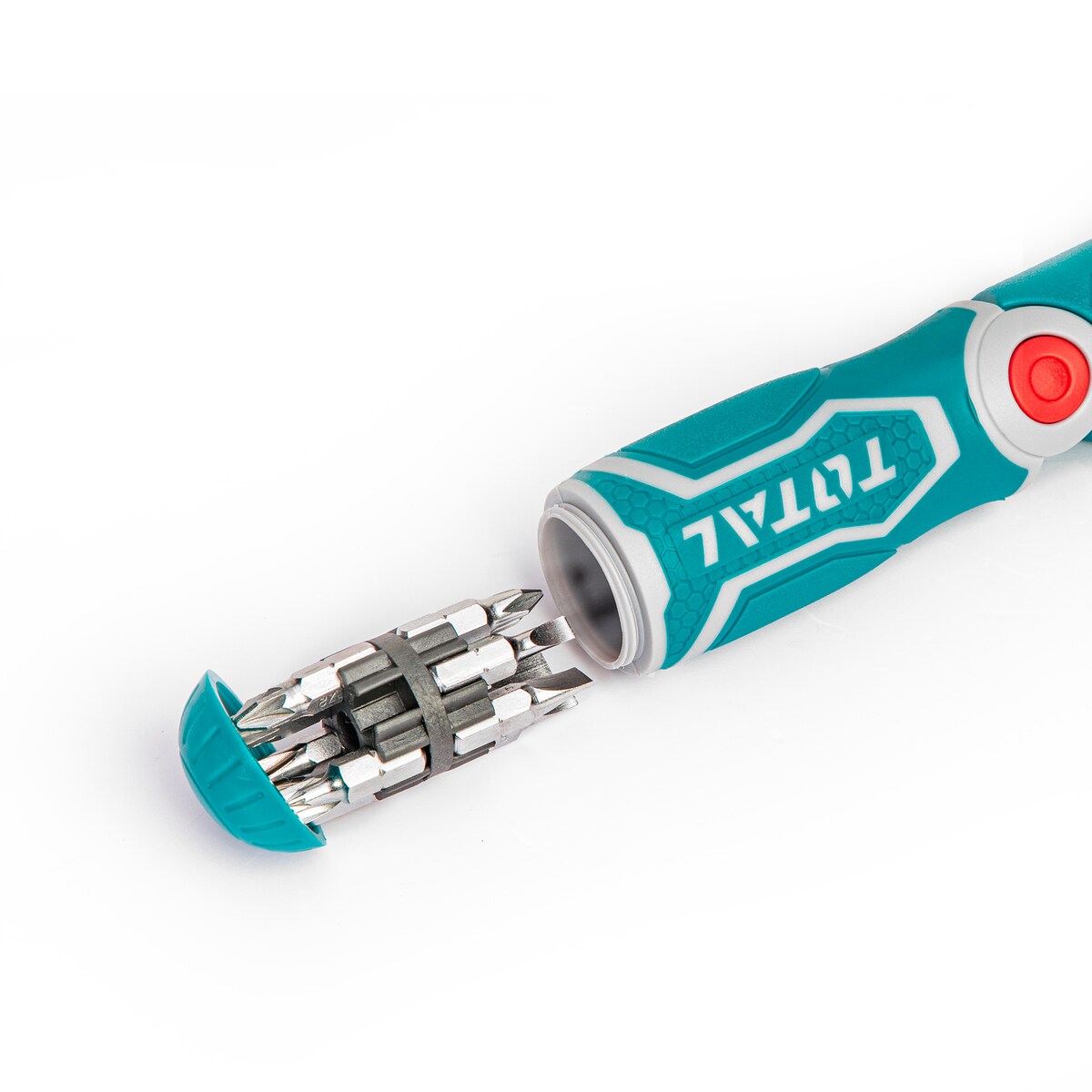 Chave de Fendas de Roquete Articulável + 12 Pontas Turquesa-4