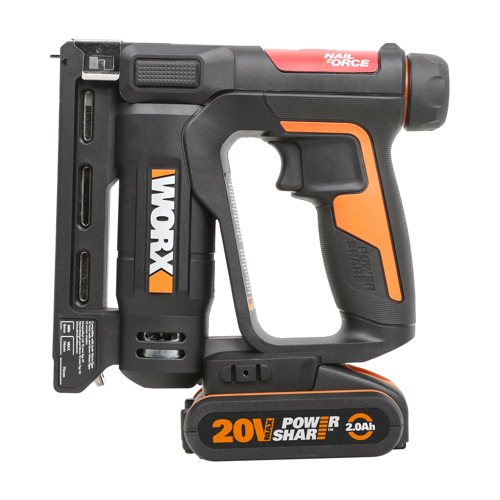 Grapadora Clavadora a Batería 20 V Negro / Naranja-3