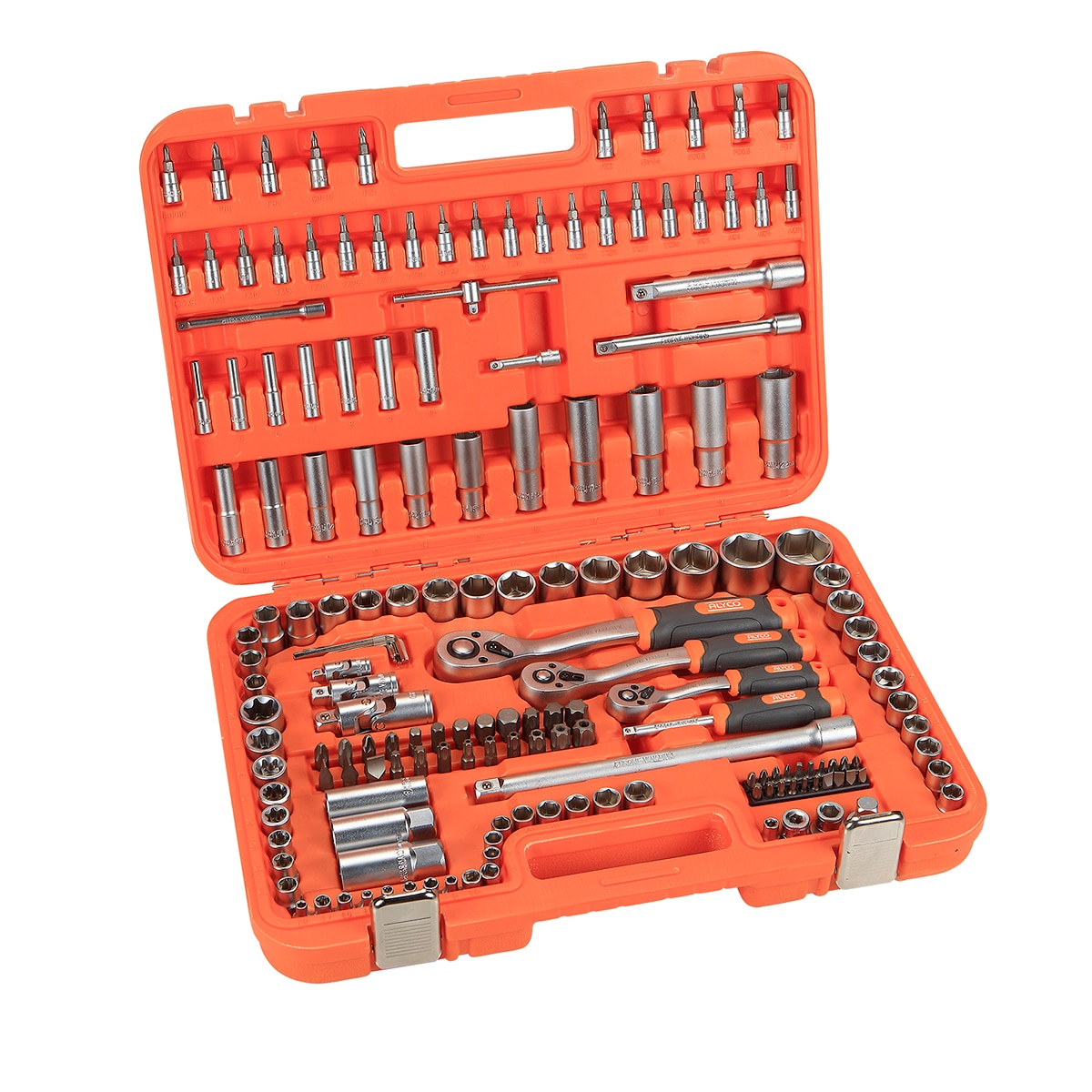 Alyco – Juego De Llaves De Vaso De 1/2′ + 3/8′ + 1/4′ 171 Piezas Alyco Orange.