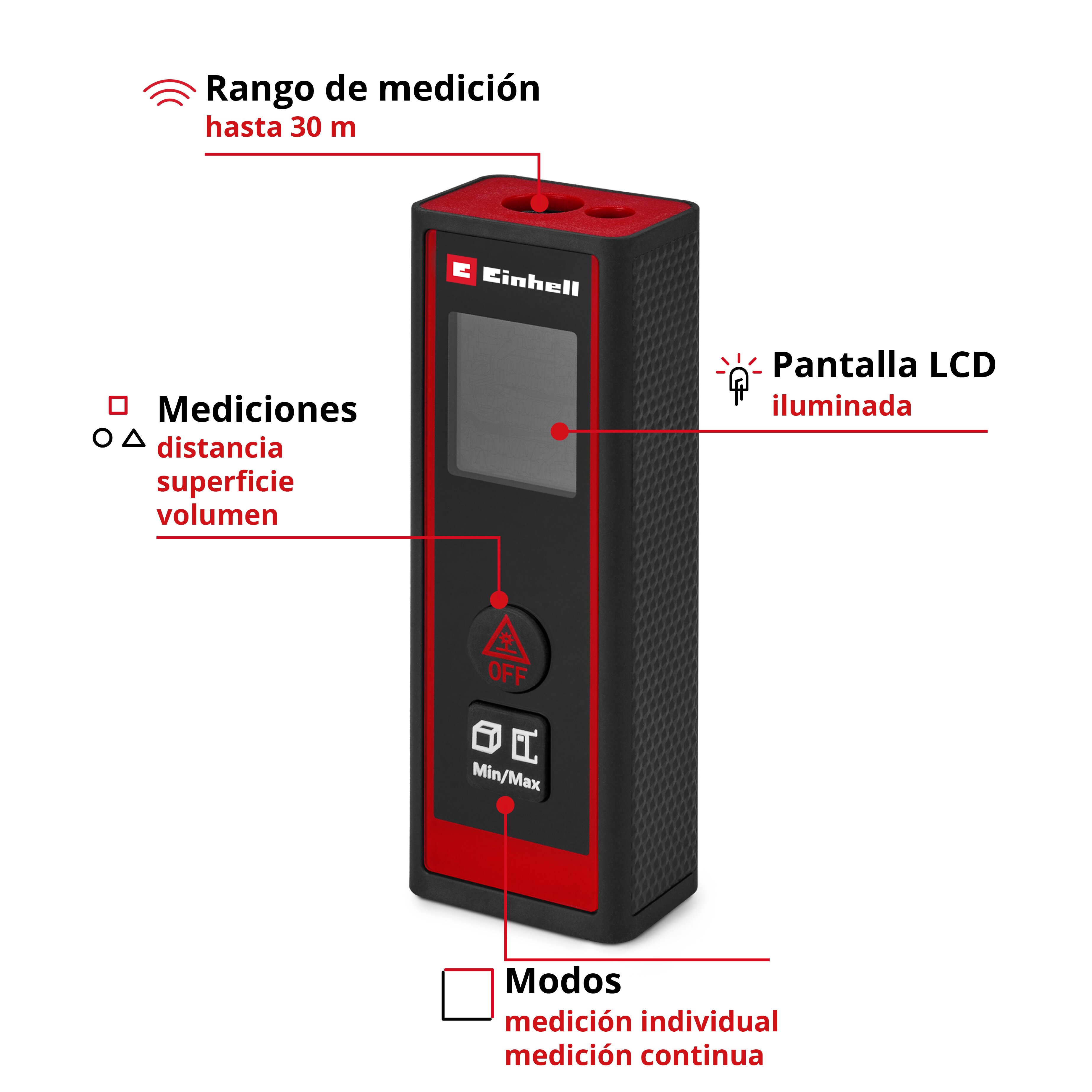 Medidor láser Einhell TC-LD 30 R Rojo-2