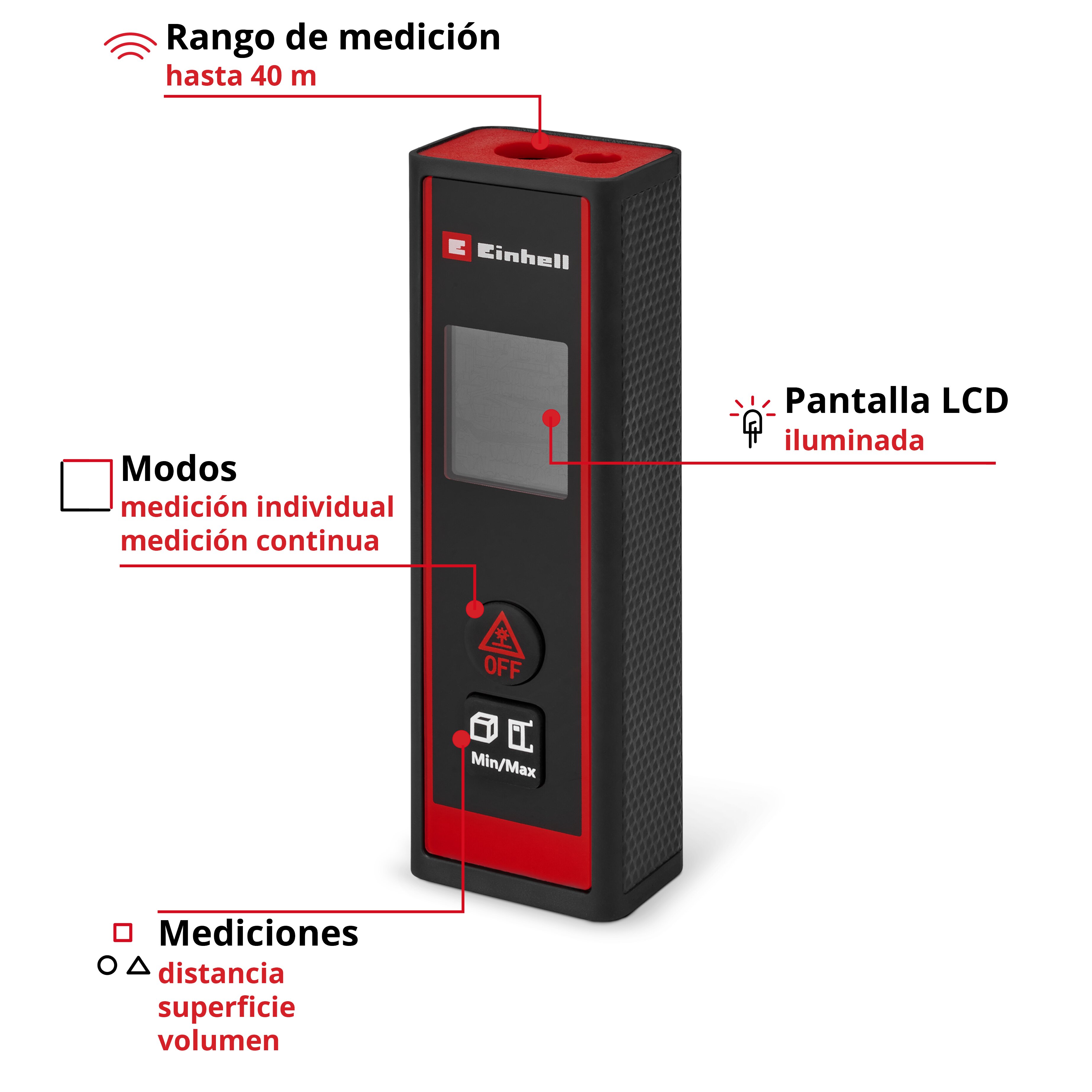 Medidor láser Einhell TC-LD 40 R Rojo-3