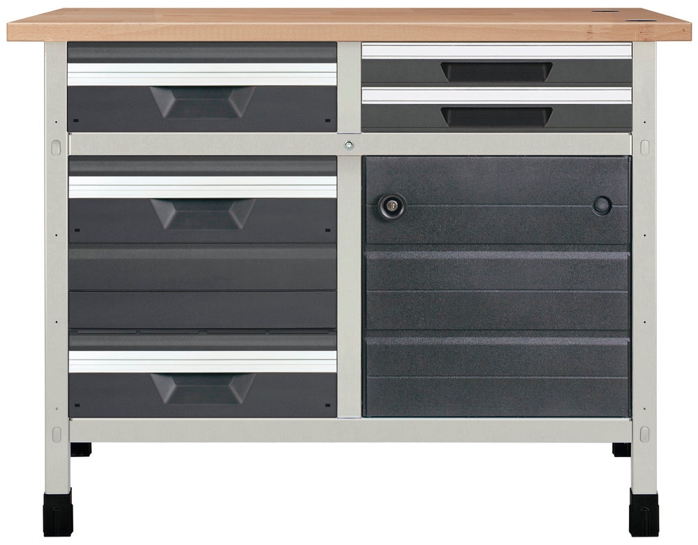 Imagem 0 de Bancada de Trabalho Modular de 2 Gavetas M + 1 Gaveta L + 2 Gavetas S + 1 Armário